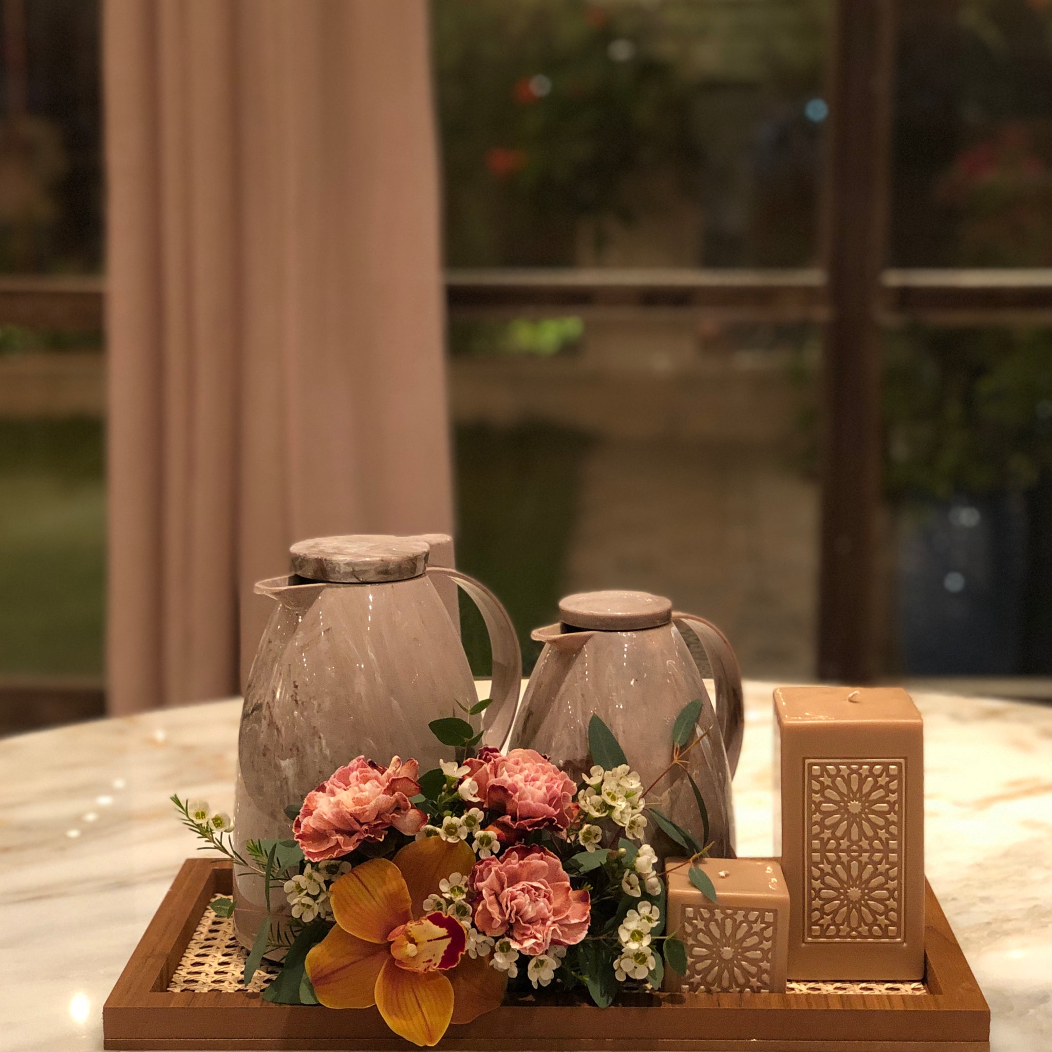 Coffee & Tea Pot with Scented Candle Gift Arrangement