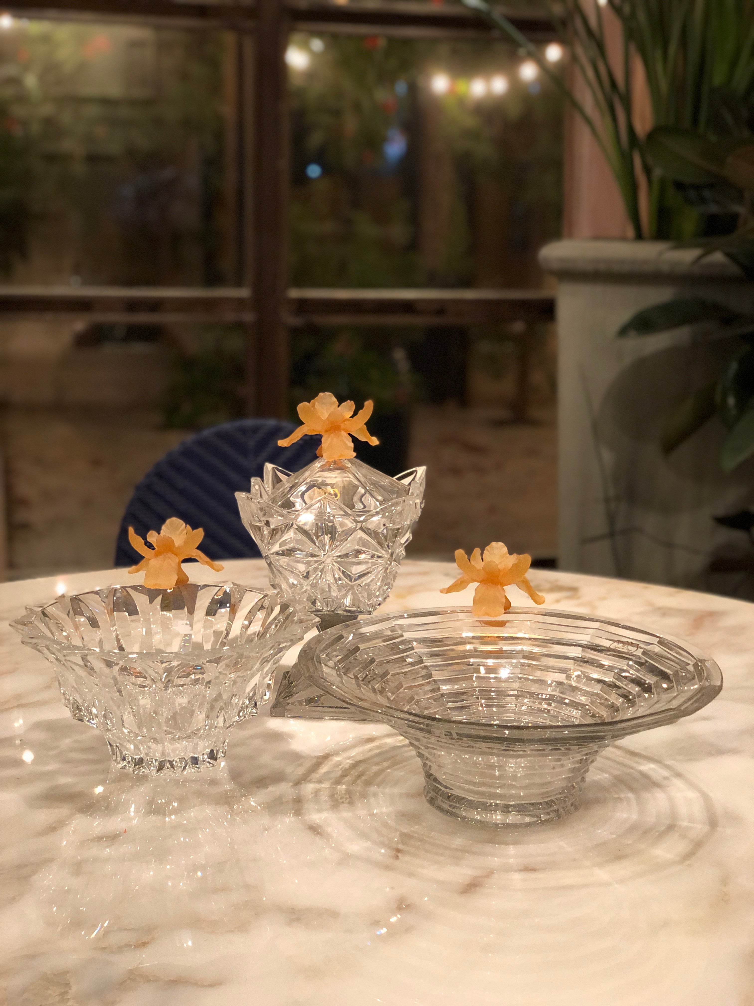 Amber Fleurs Crystal Round Bowl