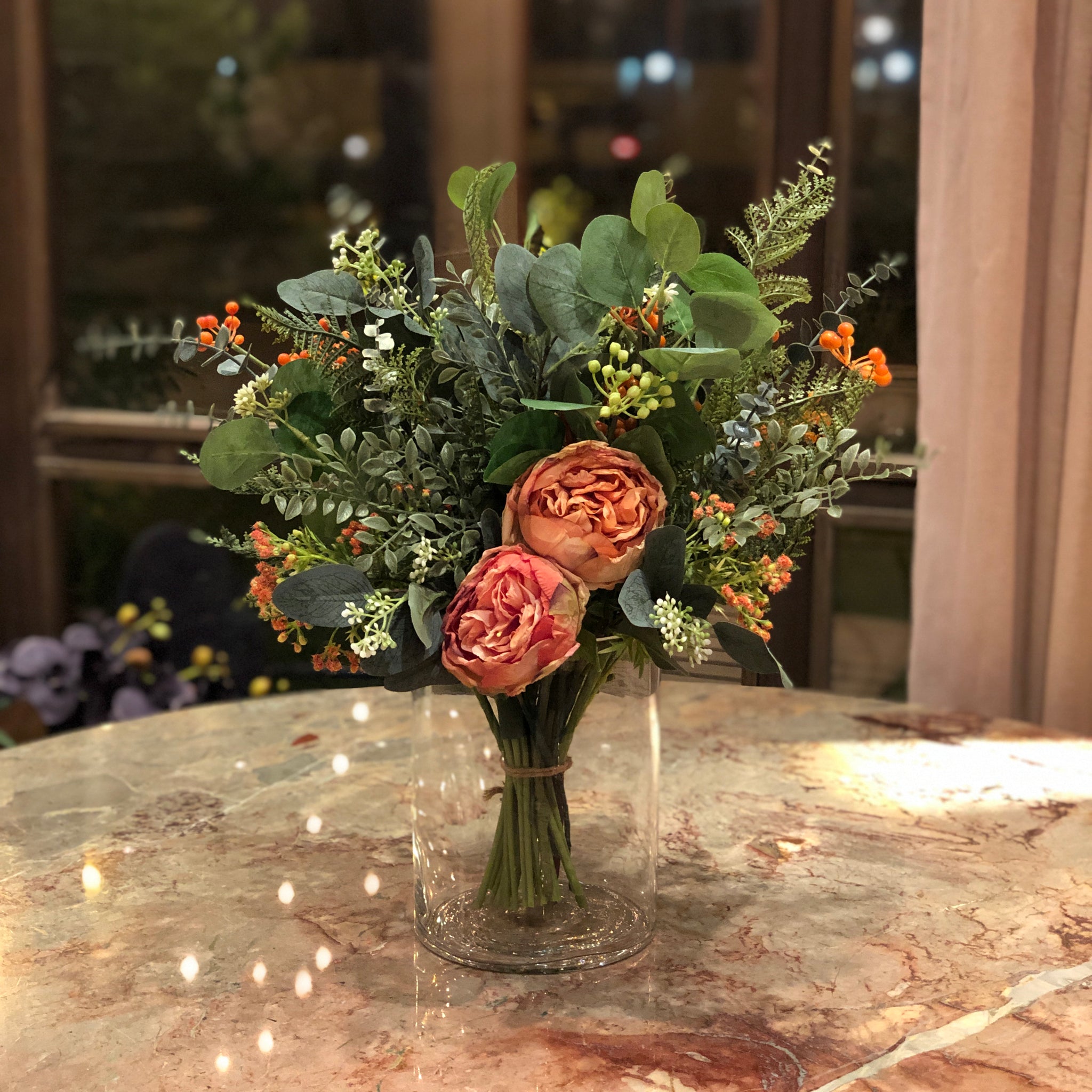 Silk Faux Bloom Flower Arrangement in Gel