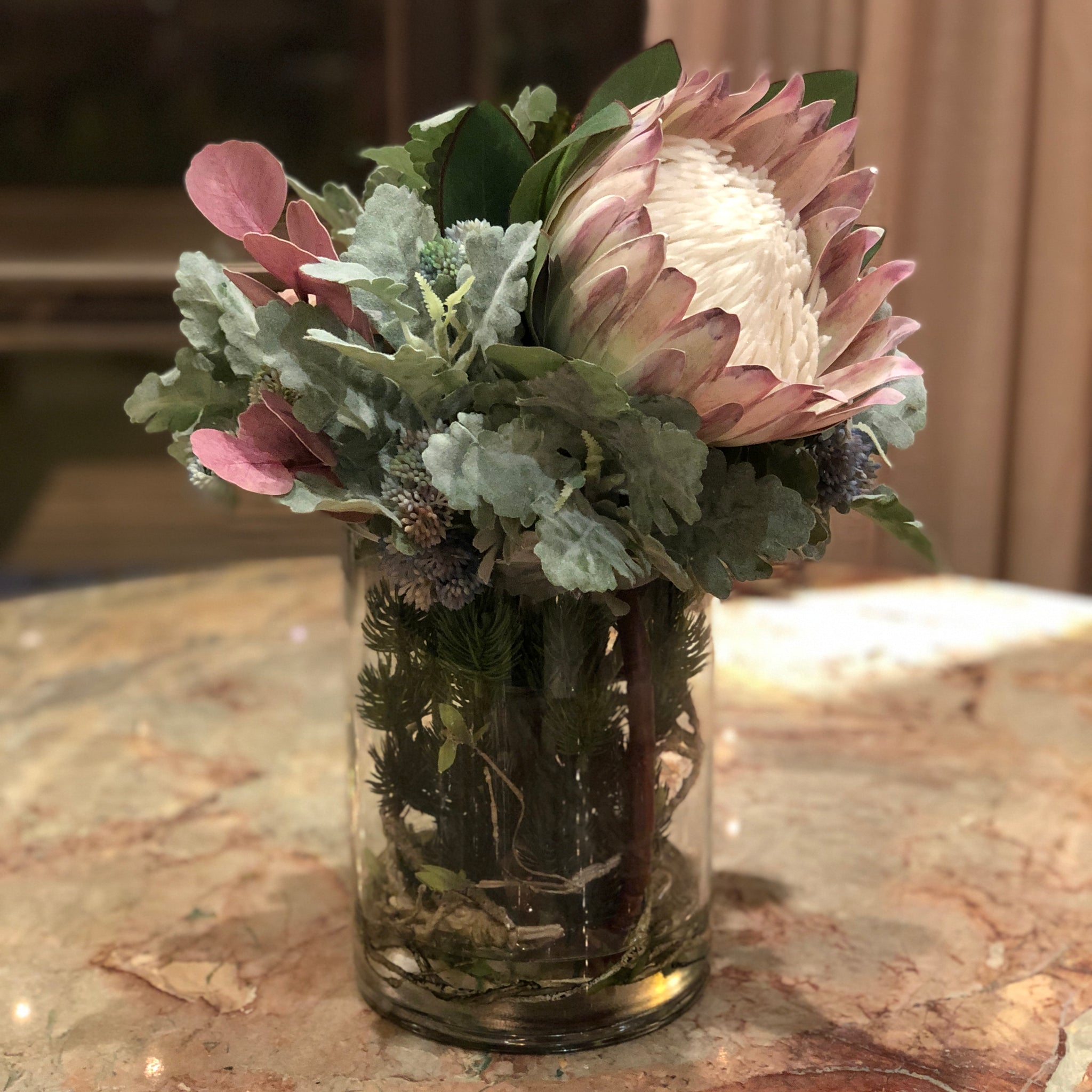 Florescence Silk Faux Flowers Arrangement in Gel