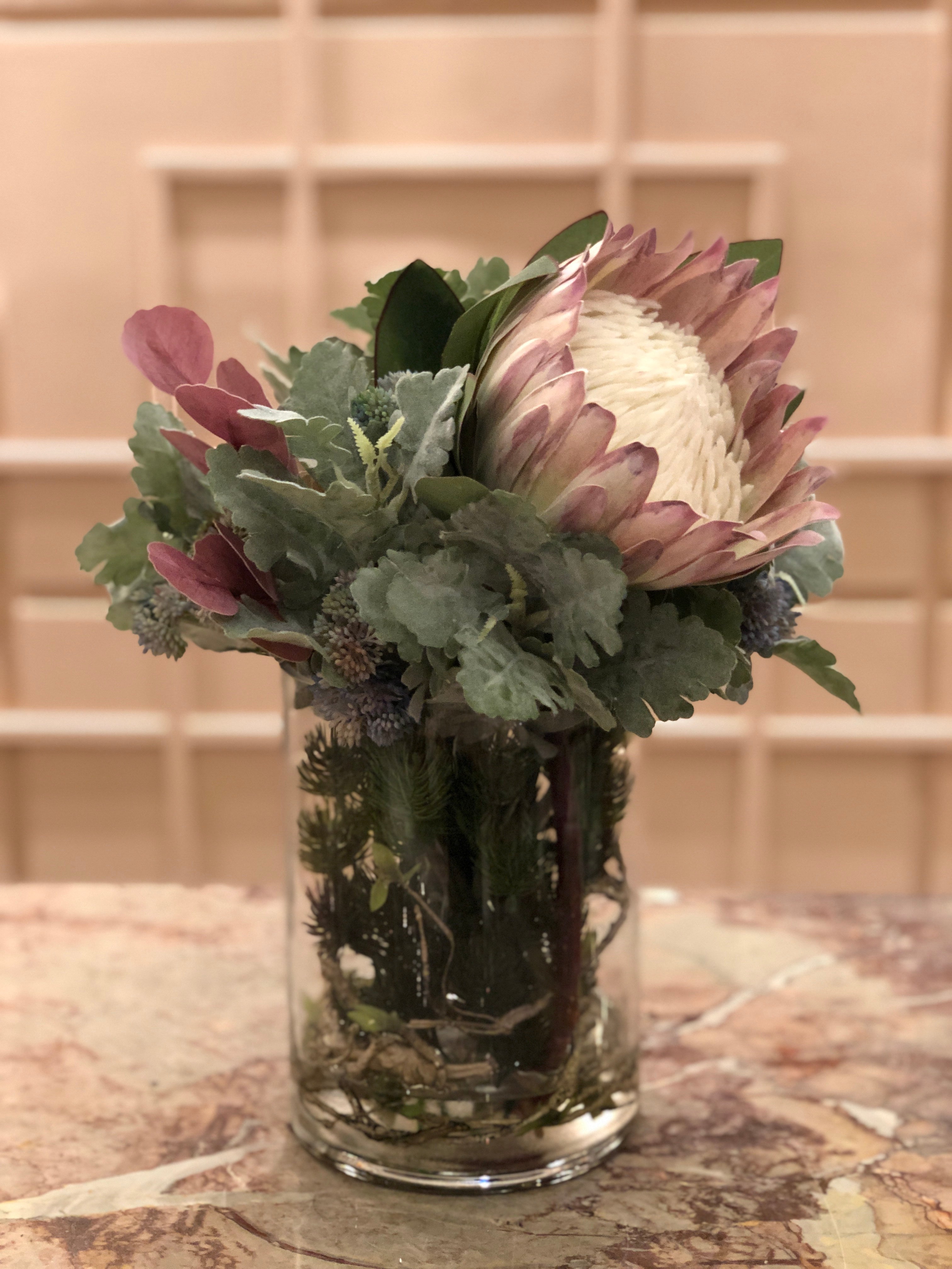 Florescence Silk Faux Flowers Arrangement in Gel