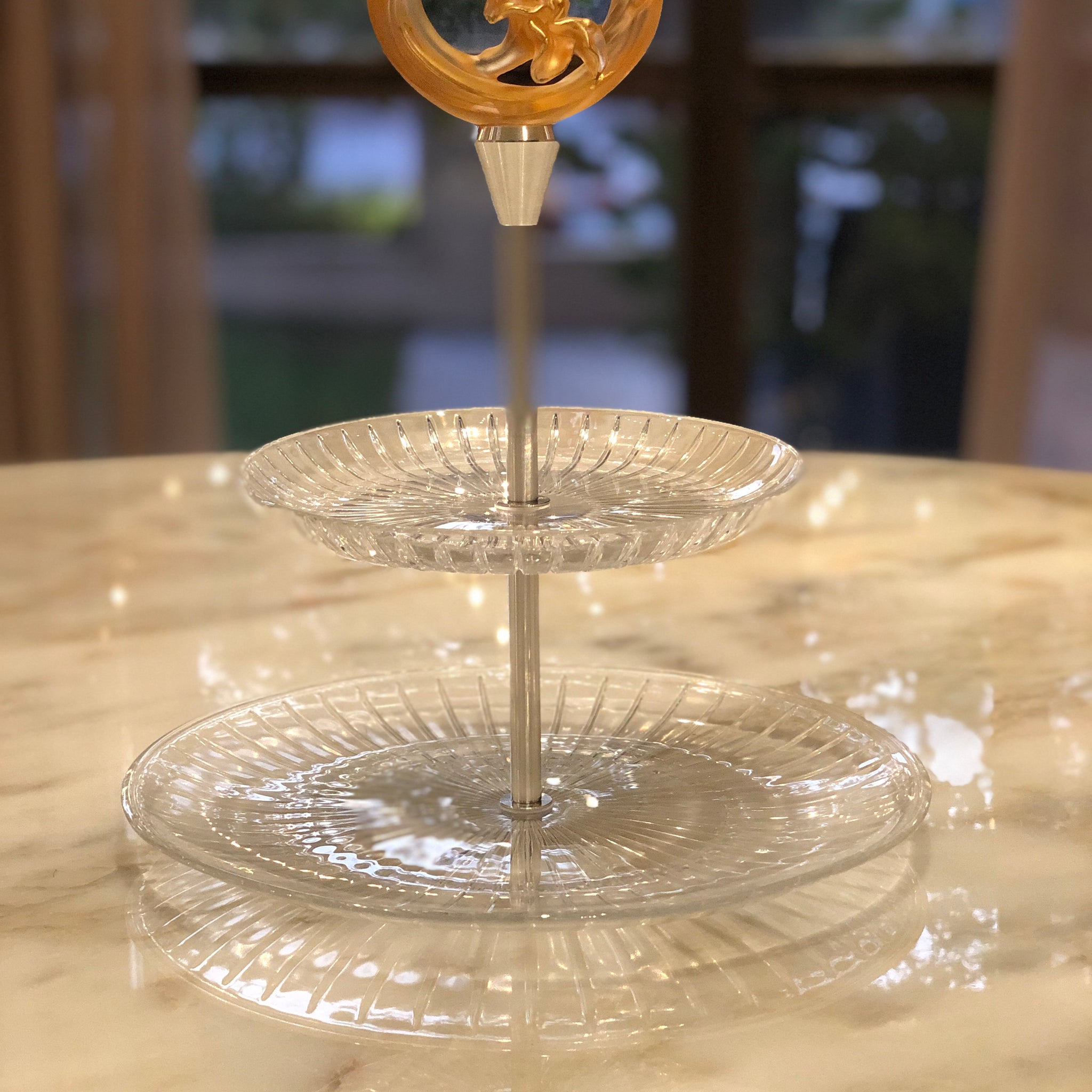 Carnelian Fluers 2 Tier Crystal Tray