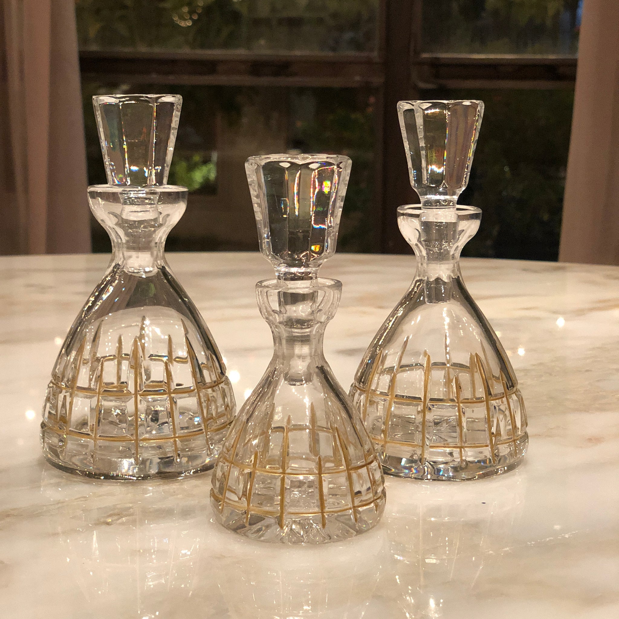 Timeless Crystal Perfume Bottles with Gold Lines