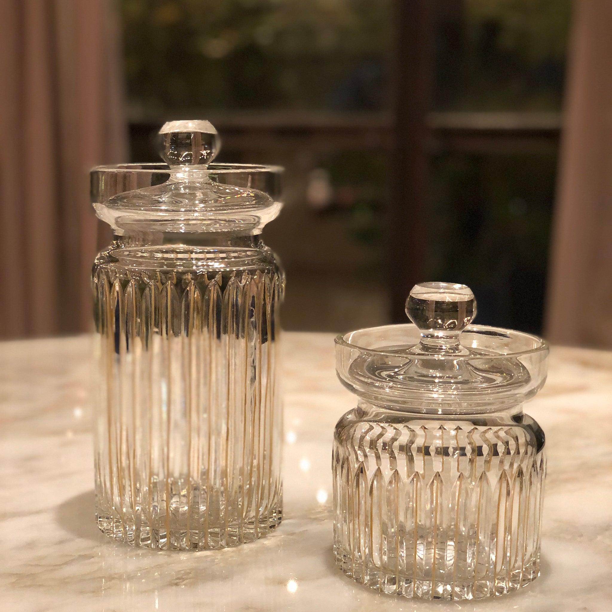 Timeless Crystal Jars with Straight Gold Lines