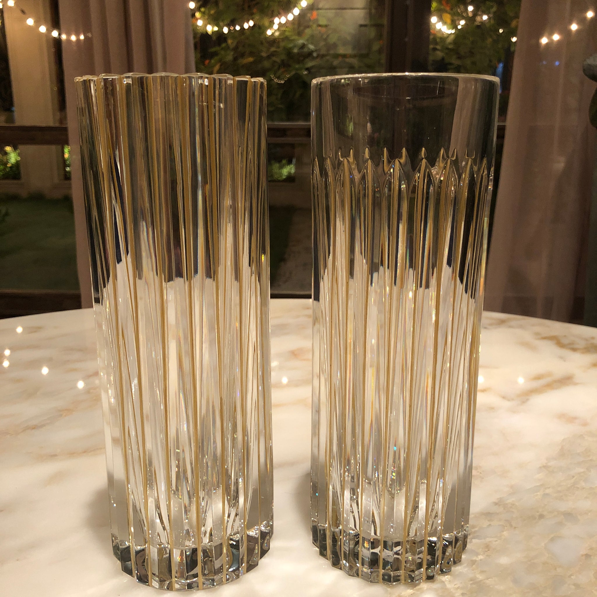 Timeless Crystal Vase with Gold Straight Lines