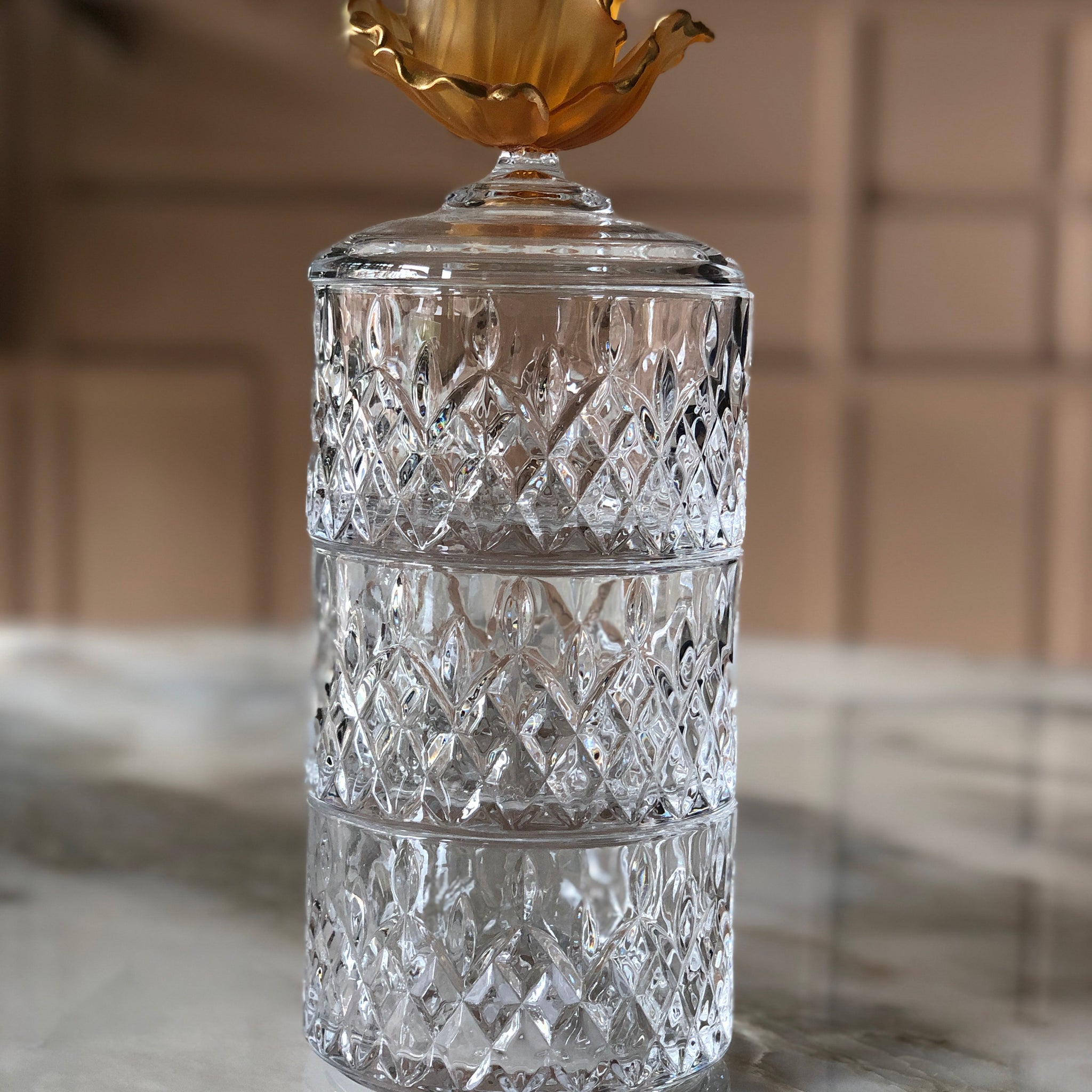 Ochre Fleur 3 Layered Crystal Jar