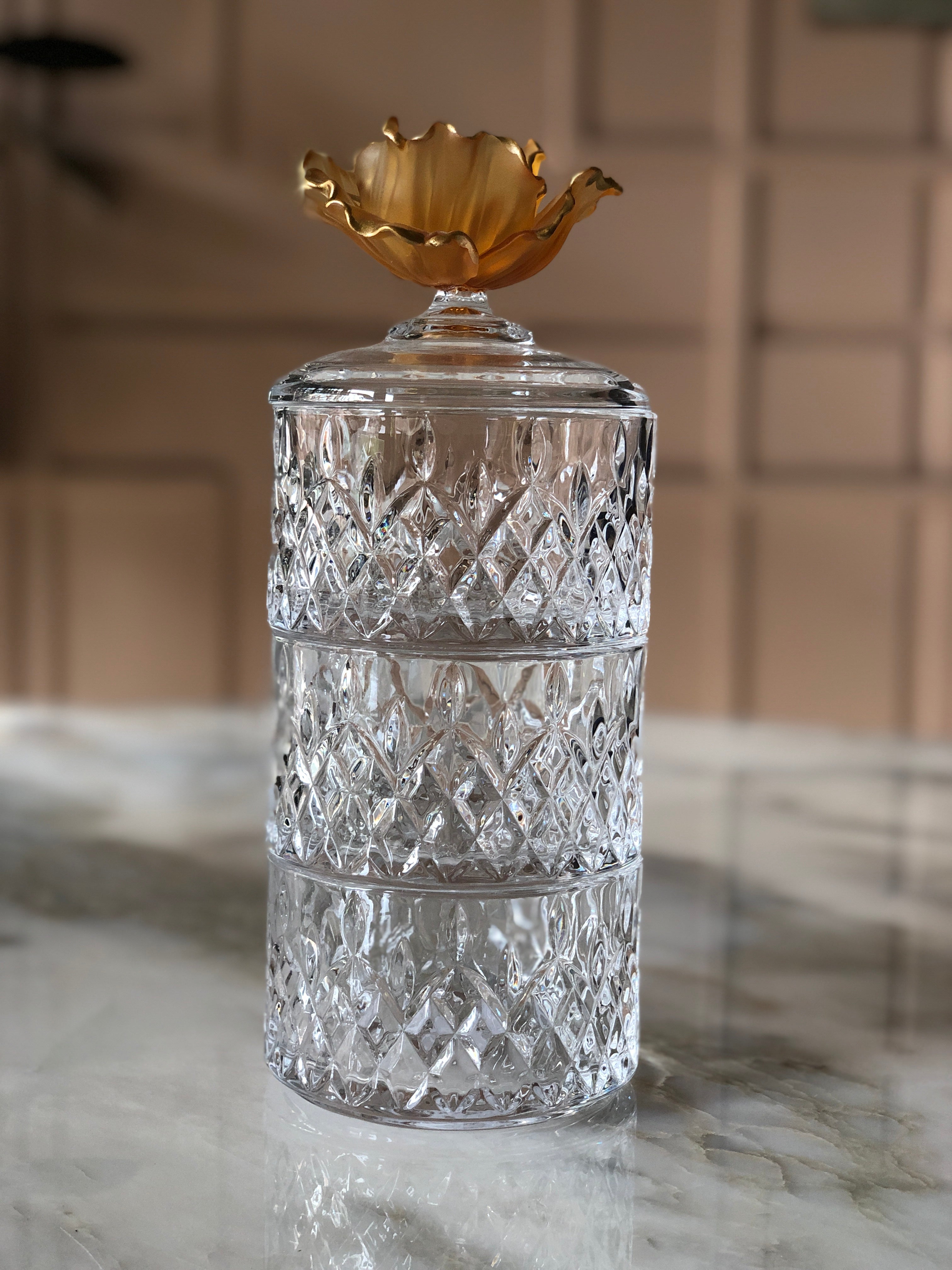 Ochre Fleur 3 Layered Crystal Jar