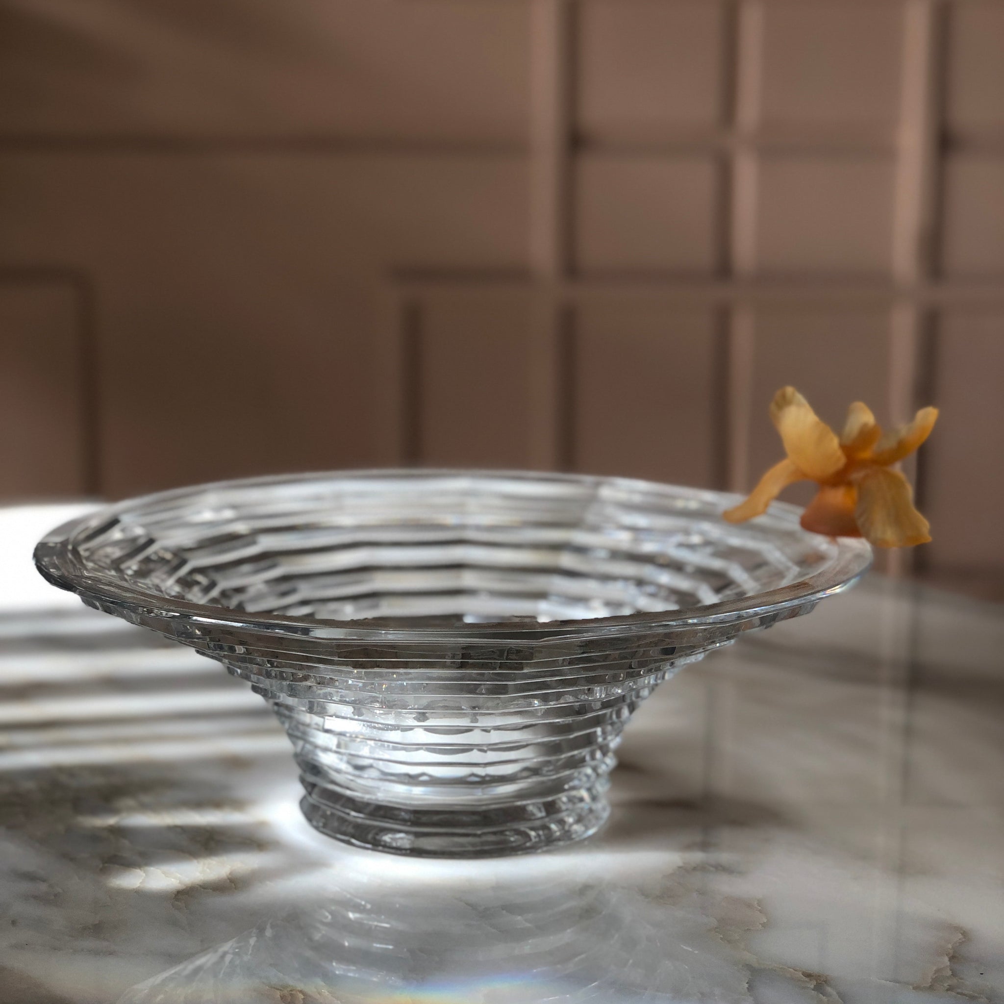 Amber Fleurs Crystal Round Bowl