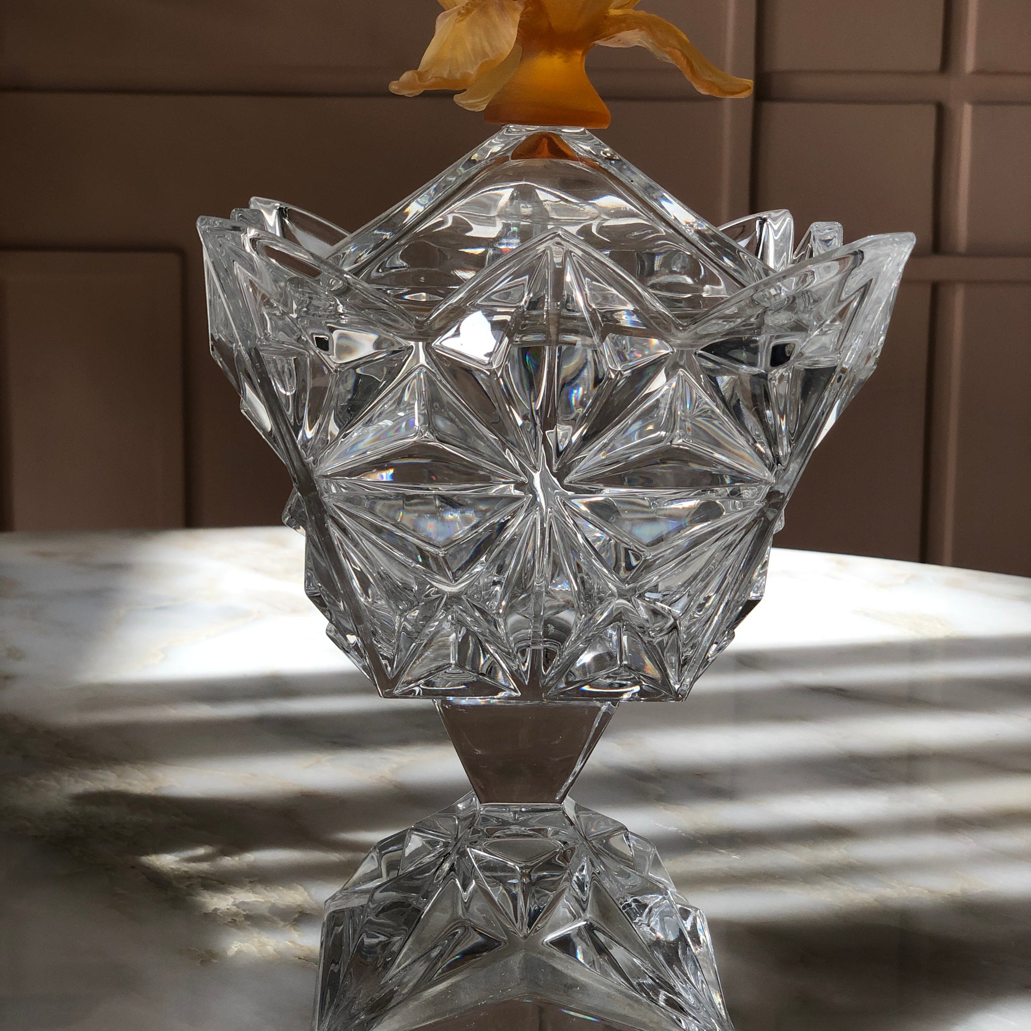 Amber Fleurs Crystal Pyramid Jar