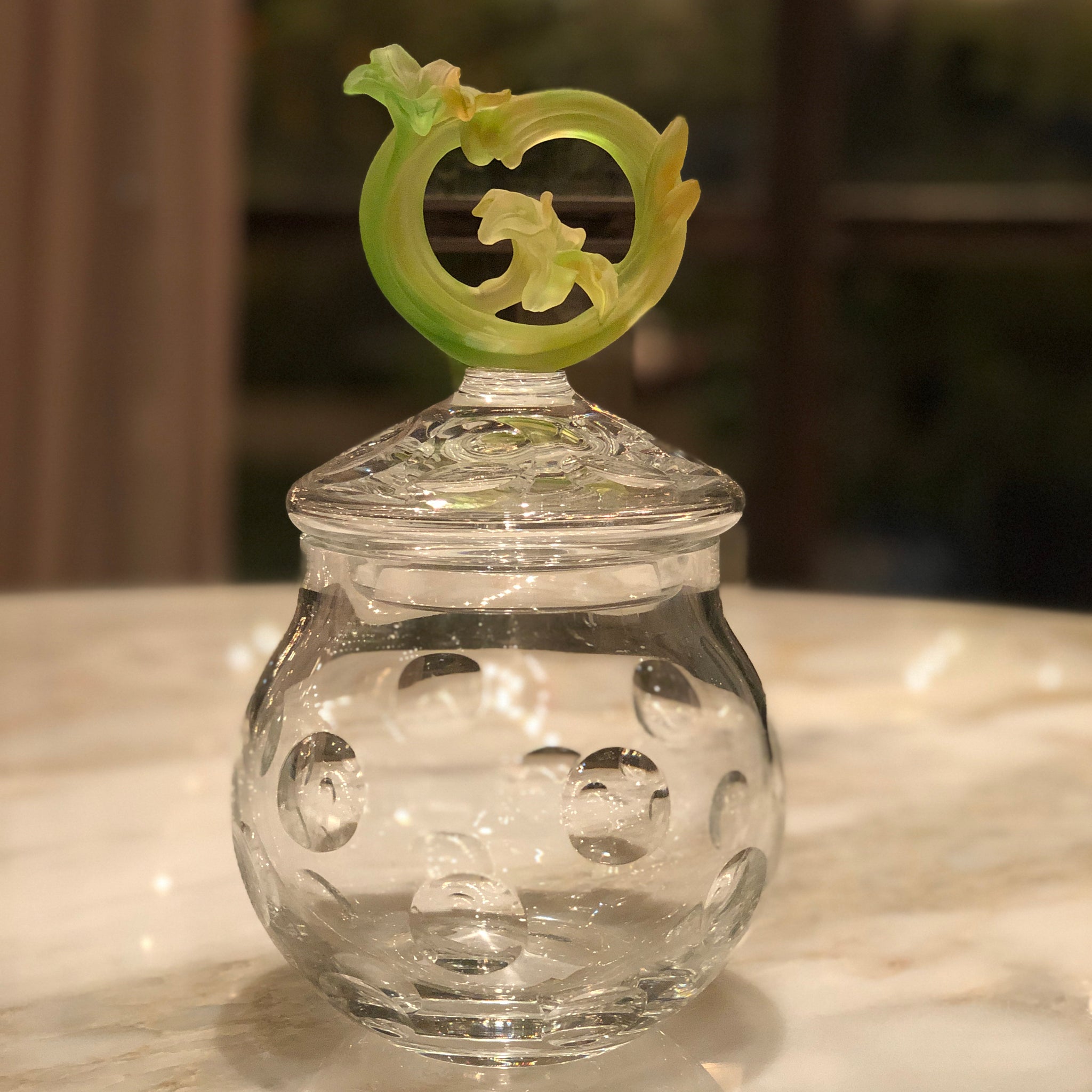 Chartreuse Fluer Bonbonniere Crystal Jar