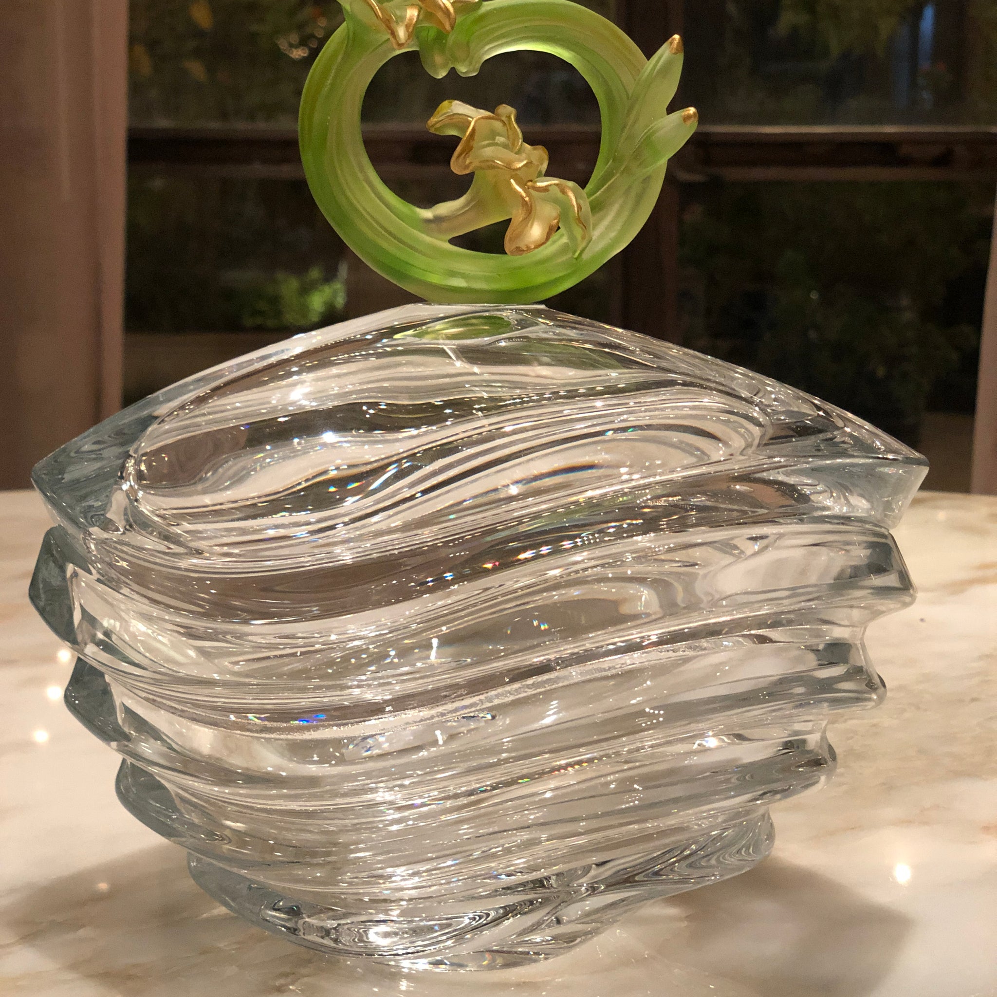 Chartreuse Fluer Crystal Wavy Bowl