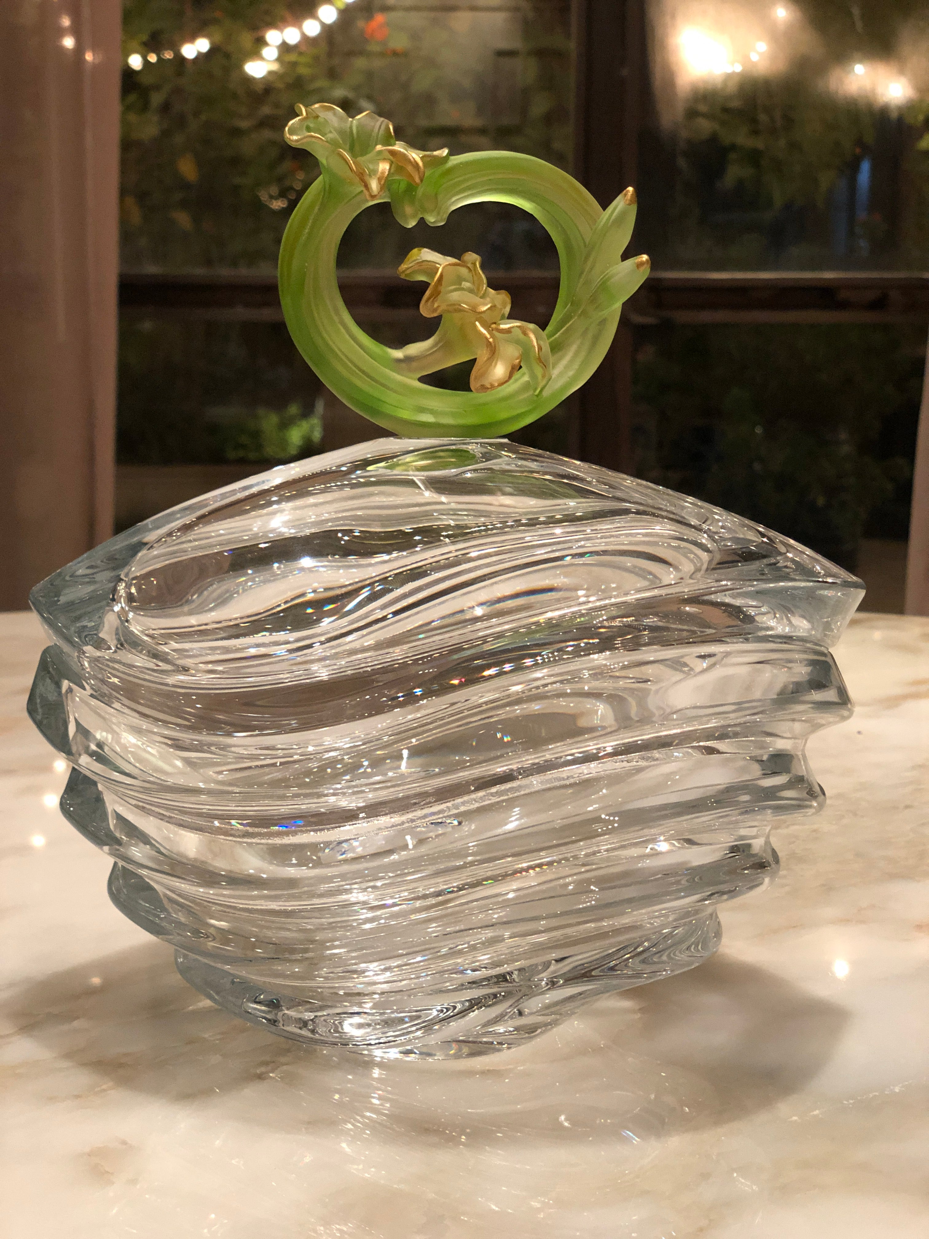 Chartreuse Fluer Crystal Wavy Bowl