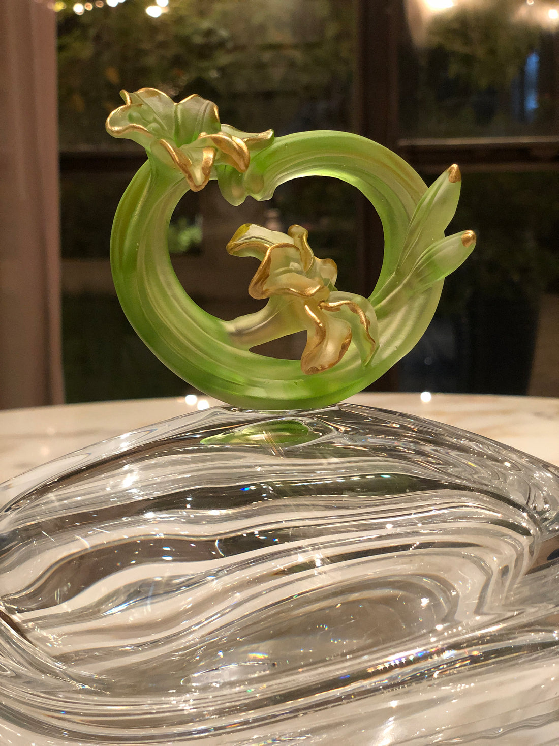 Chartreuse Fluer Crystal Wavy Bowl