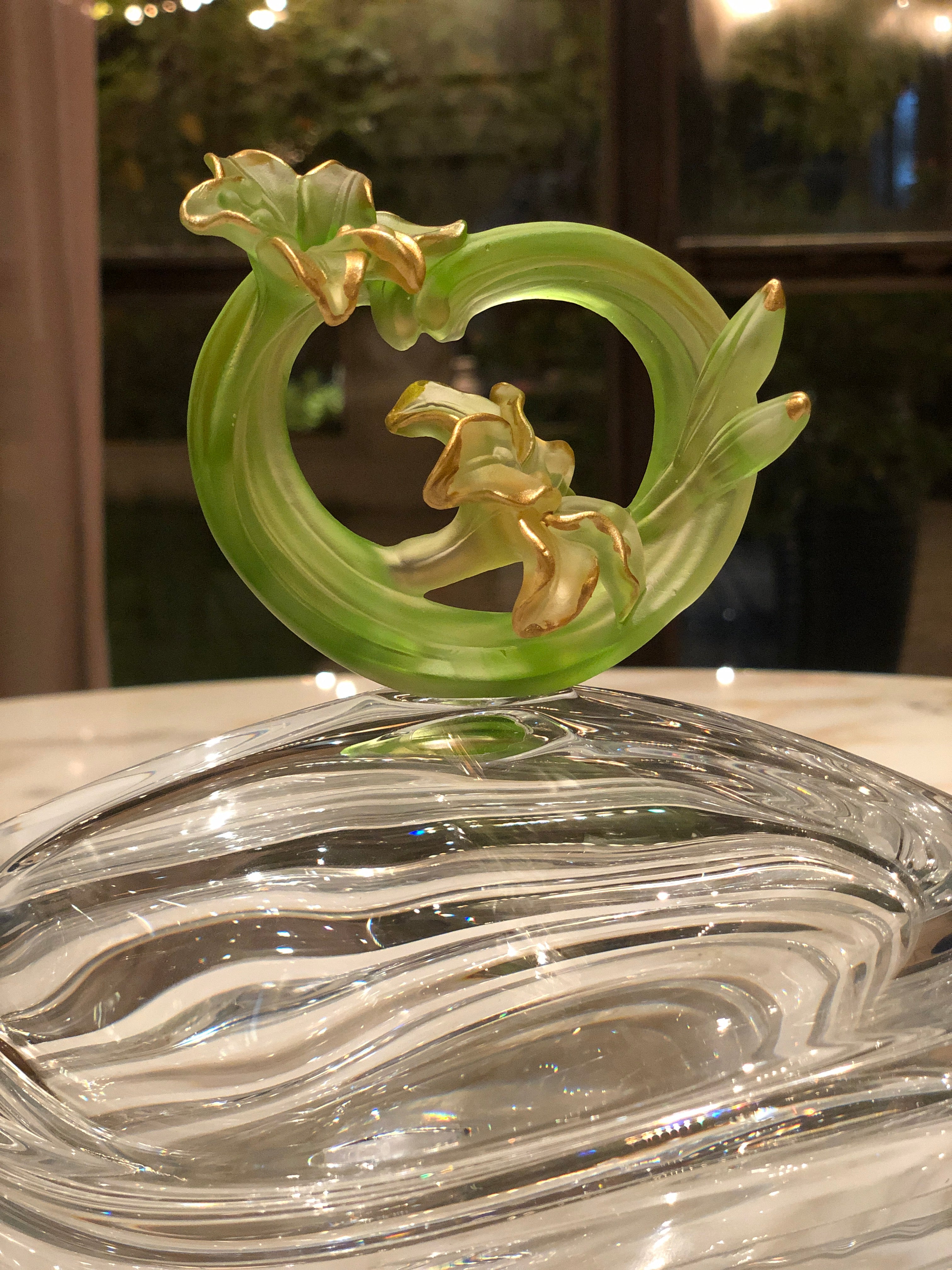 Chartreuse Fluer Crystal Wavy Bowl