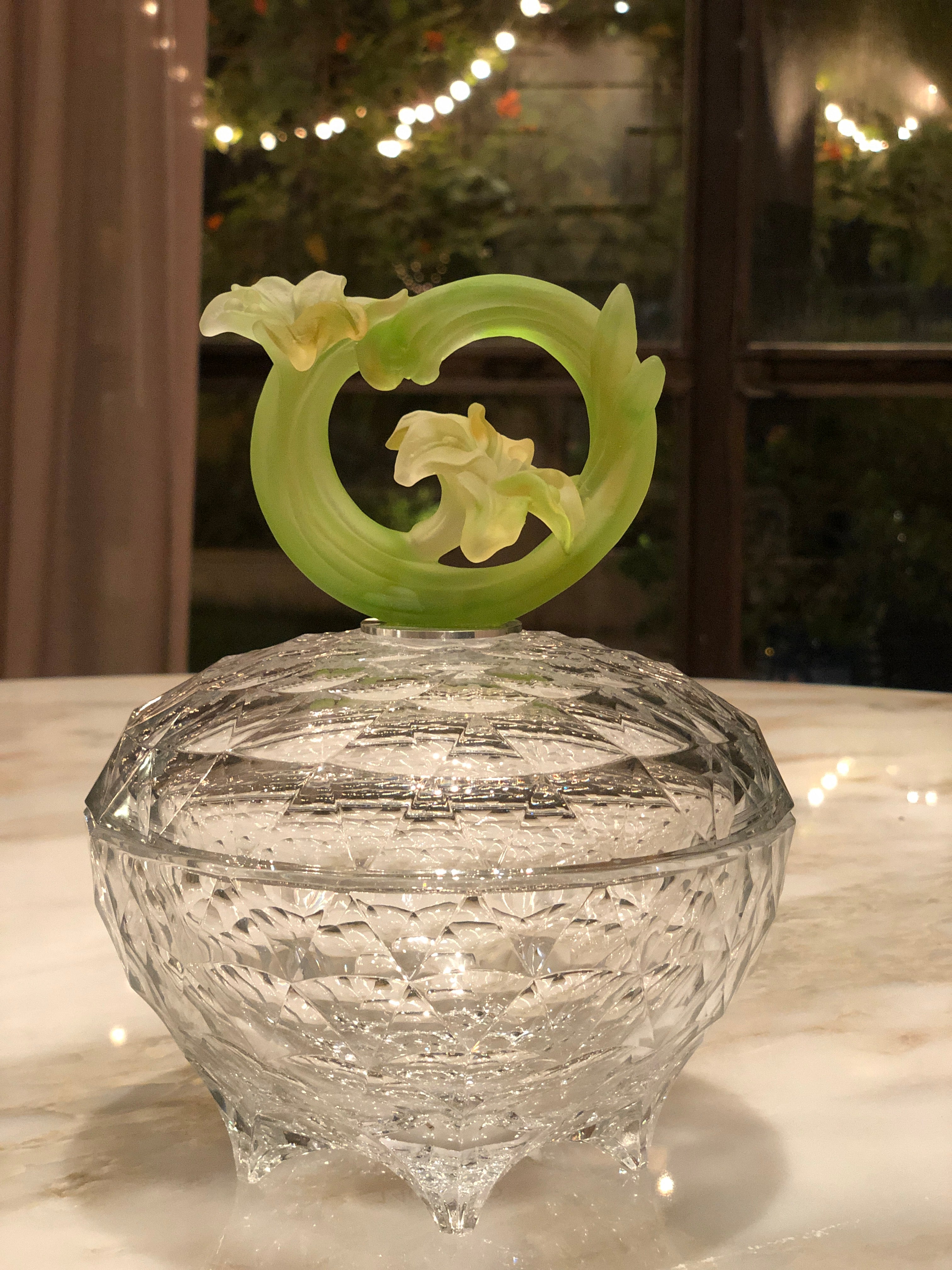 Chartreuse Fluer Cascade Crystal Bowl
