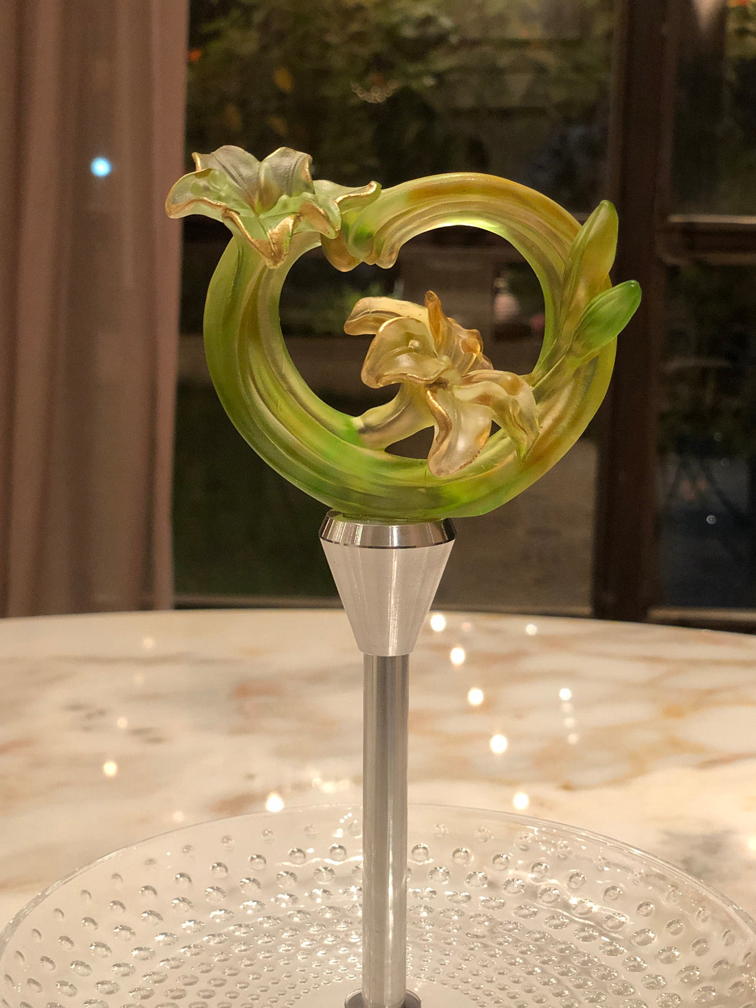 Chartreuse Fleur 2 Tier Crystal Tray