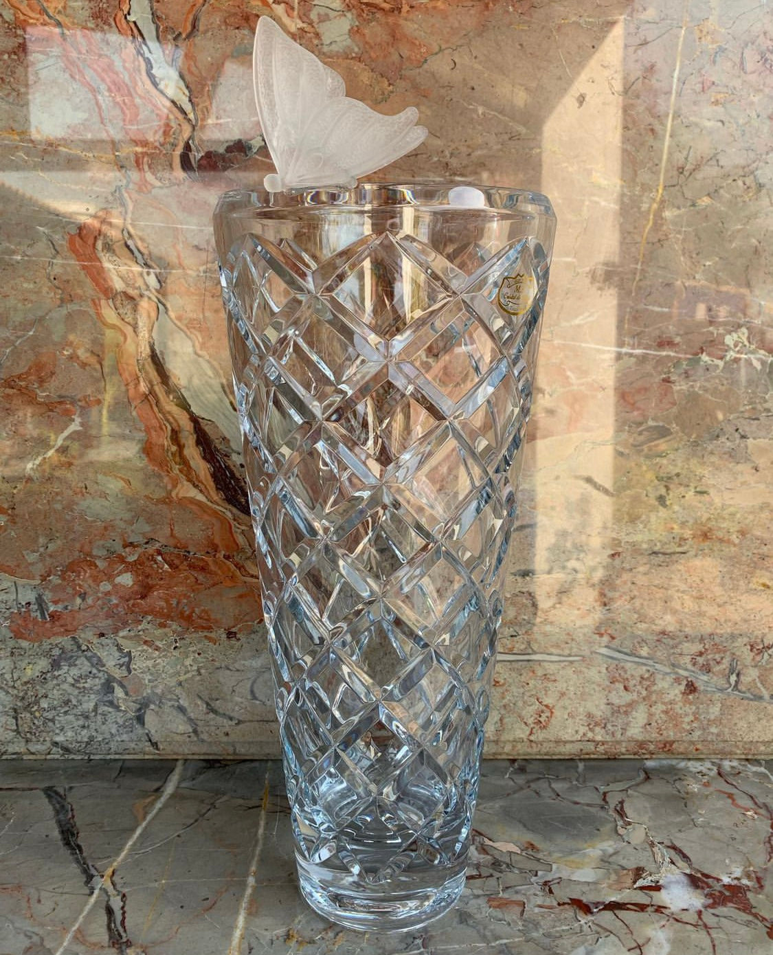 Frosted Butterfly Crystal Vase