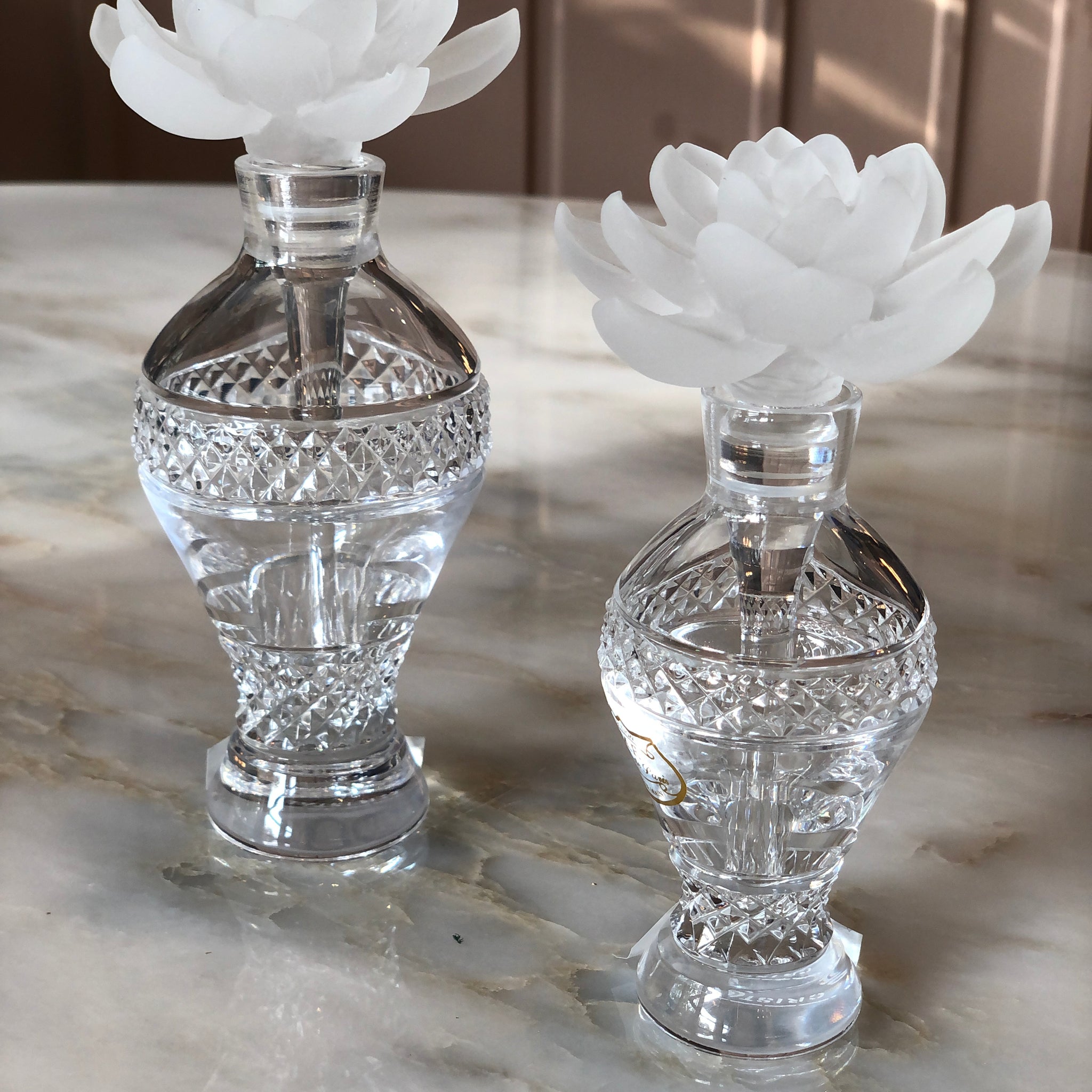 Frosted Fluer Crystal Perfume Bottles