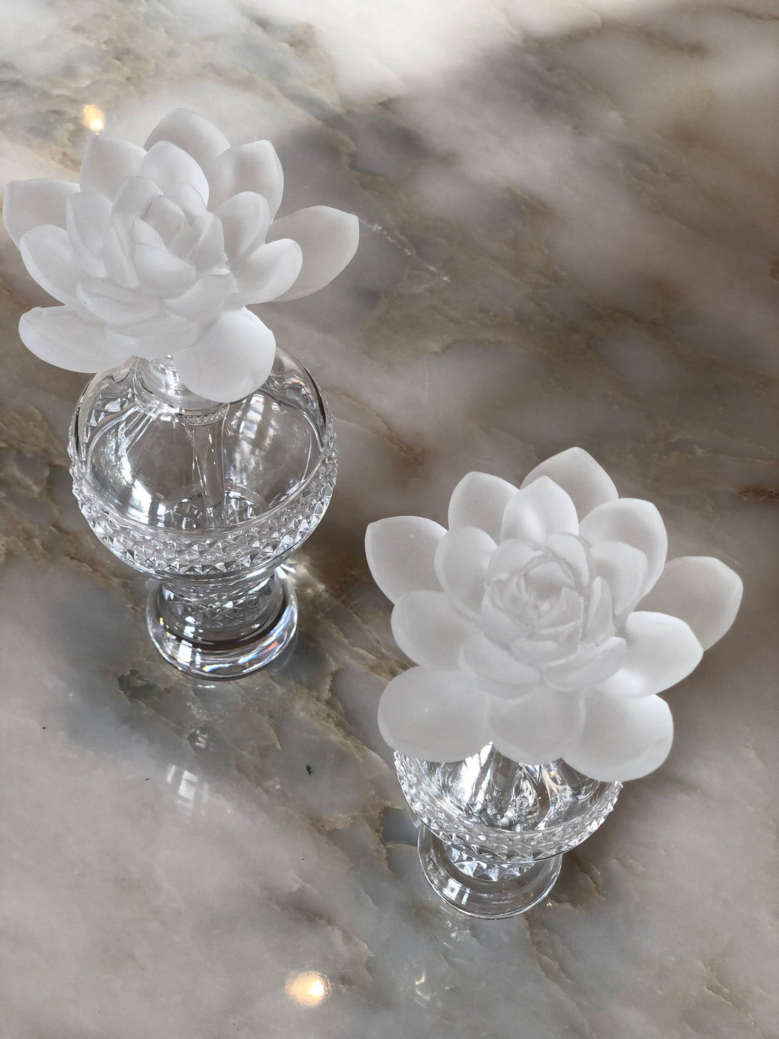 Frosted Fluer Crystal Perfume Bottles
