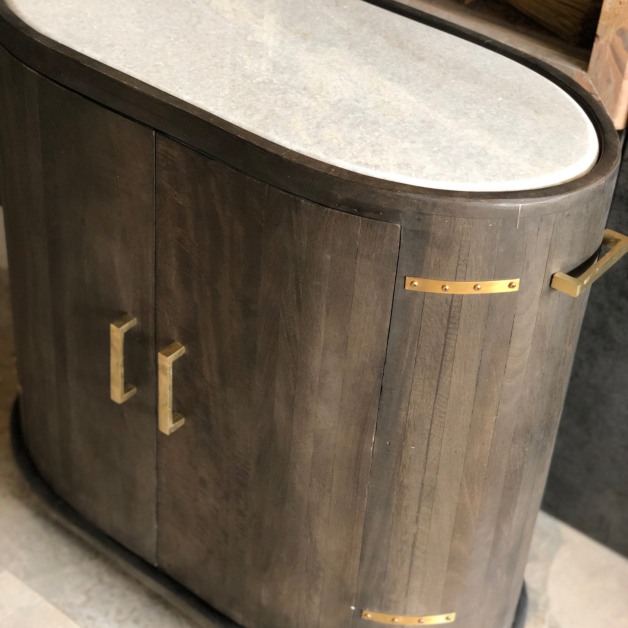 Ash Wood Serving Trolley with Exotic Italian Marble Top