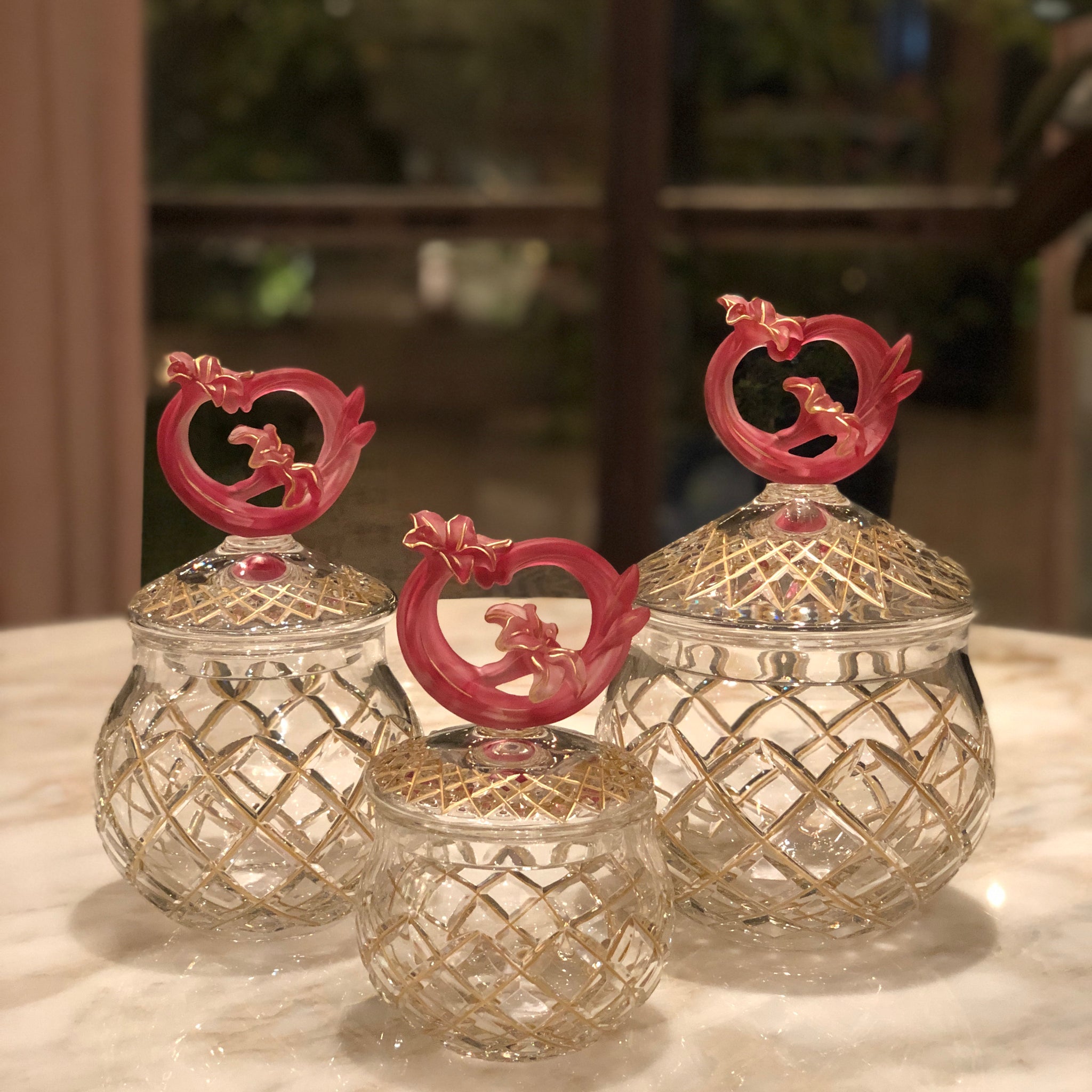 Rouge Fleur Bonbonnière Jars