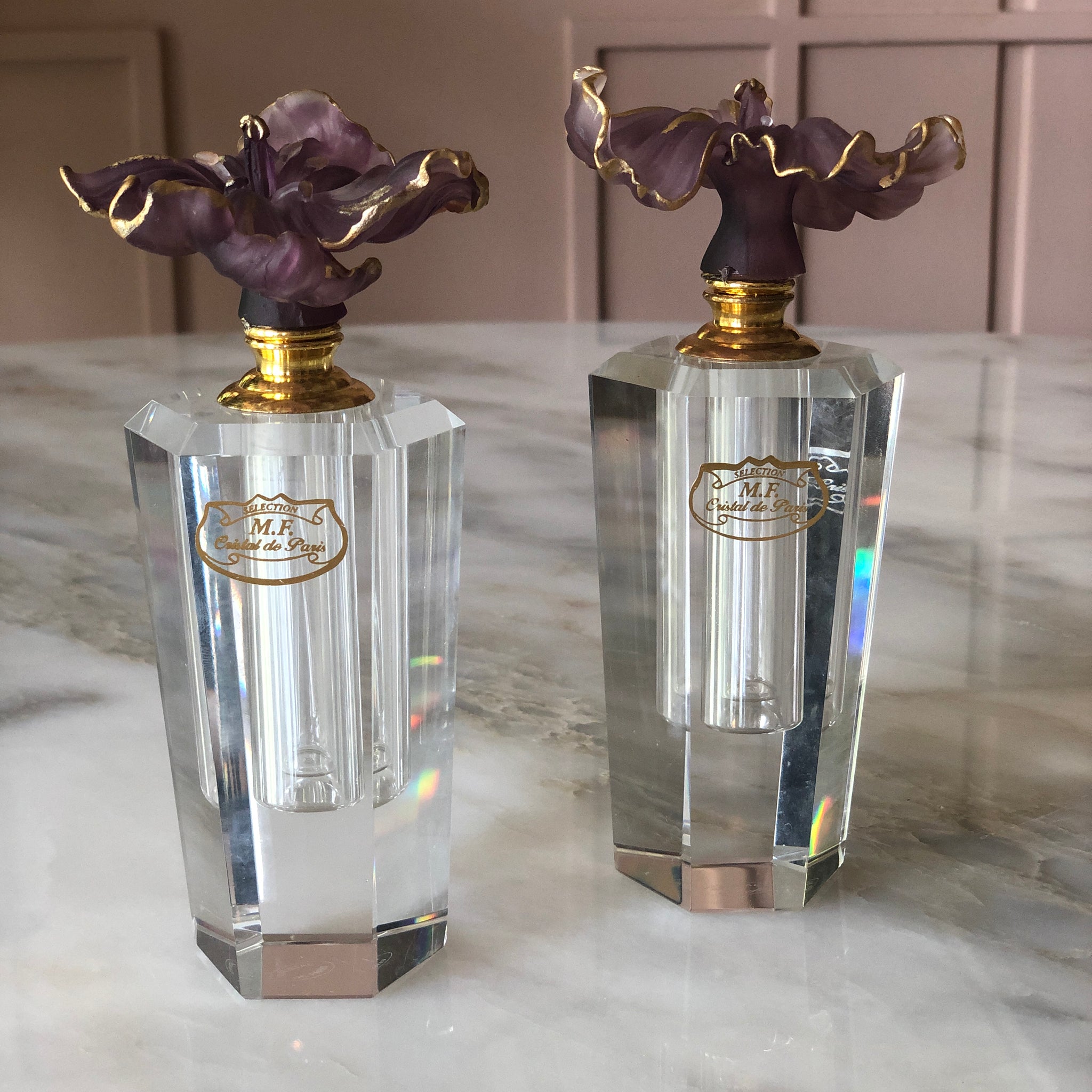 Regal Purple Eclat Crystal Perfume Bottles Set