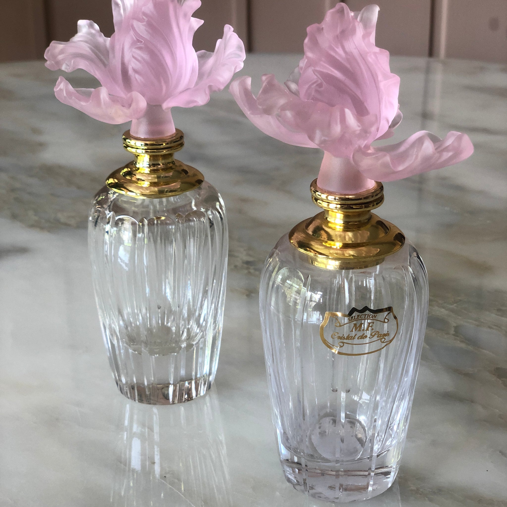 Coral Pink Crystal Perfume Bottle