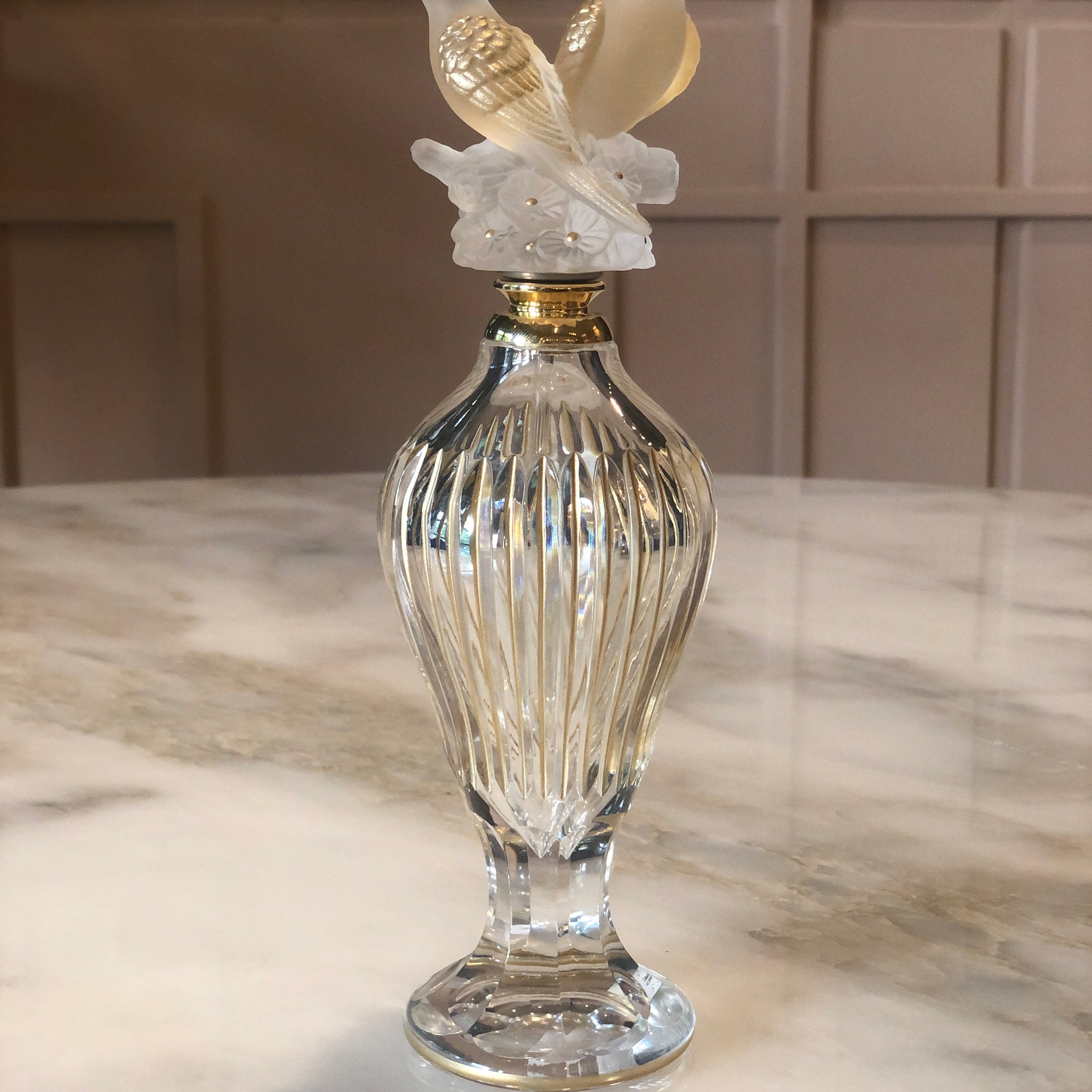 Flacon Crystal Perfume Bottle with Straight Gold Lines