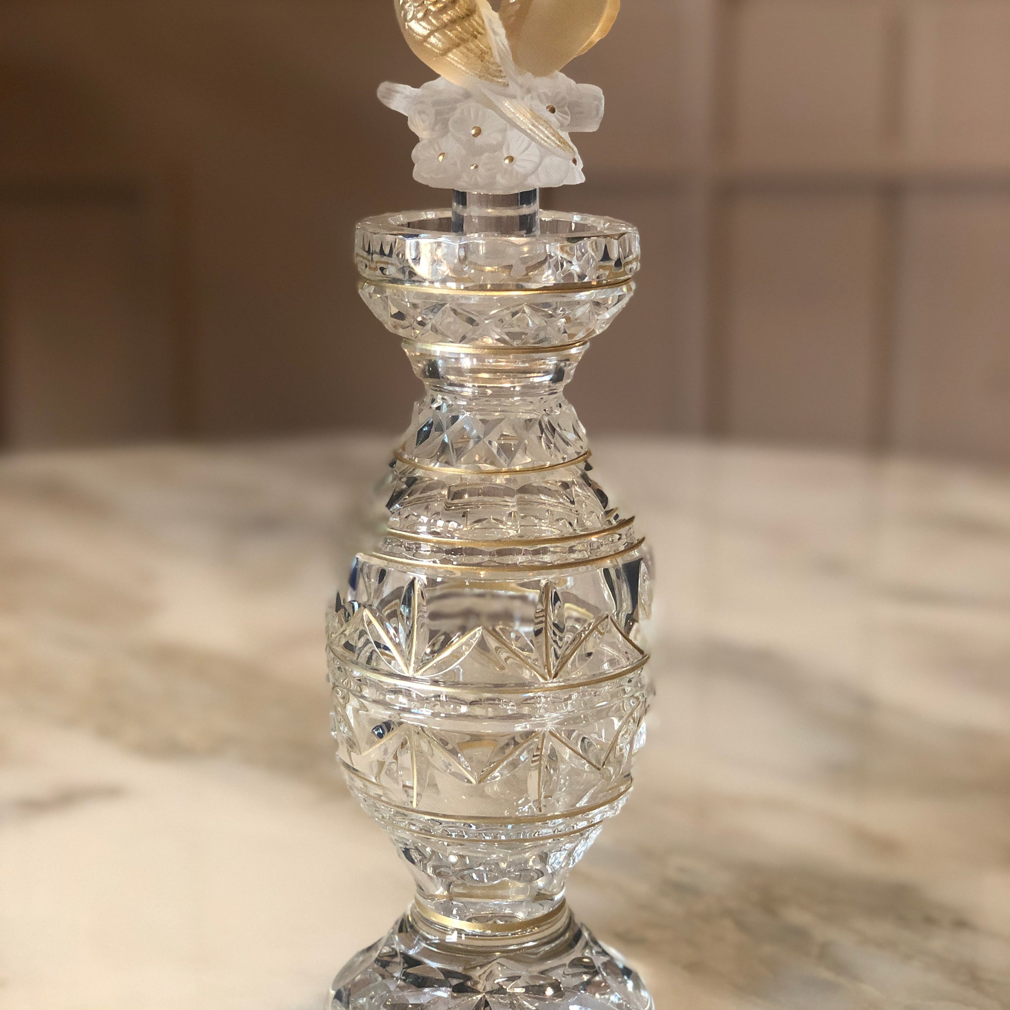 Flacon Crystal Perfume Bottle with Gold Lines