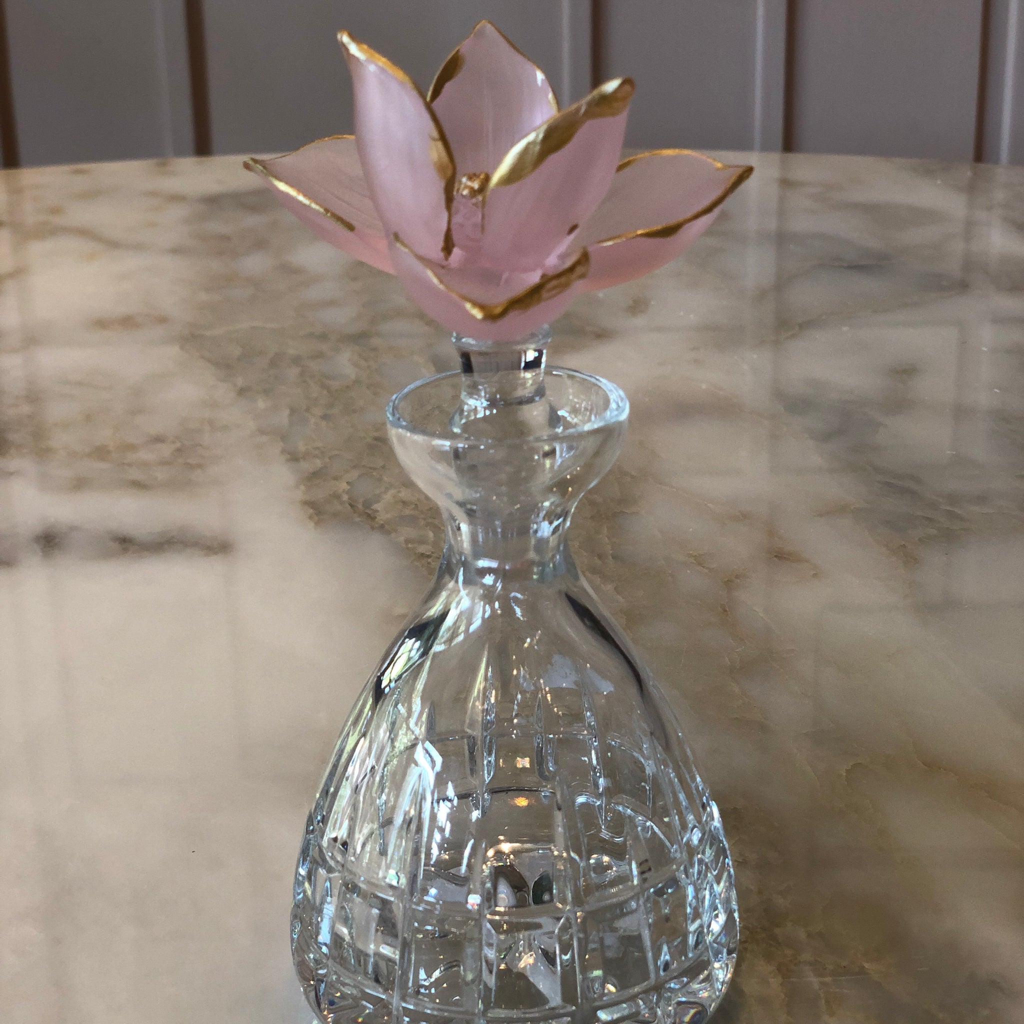 Pink Coral Fleur Trapeze Crystal Perfume Bottle