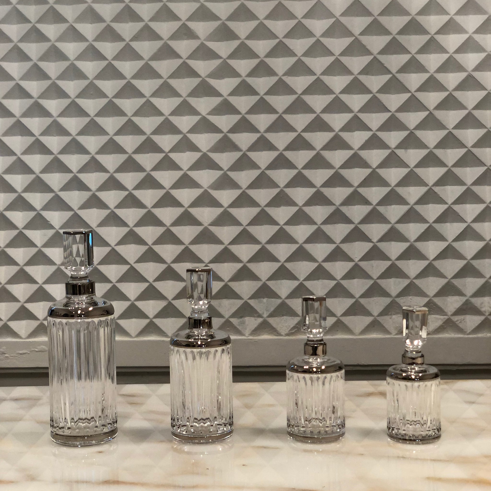 Timeless Crystal Perfume Bottles with Silver Lines