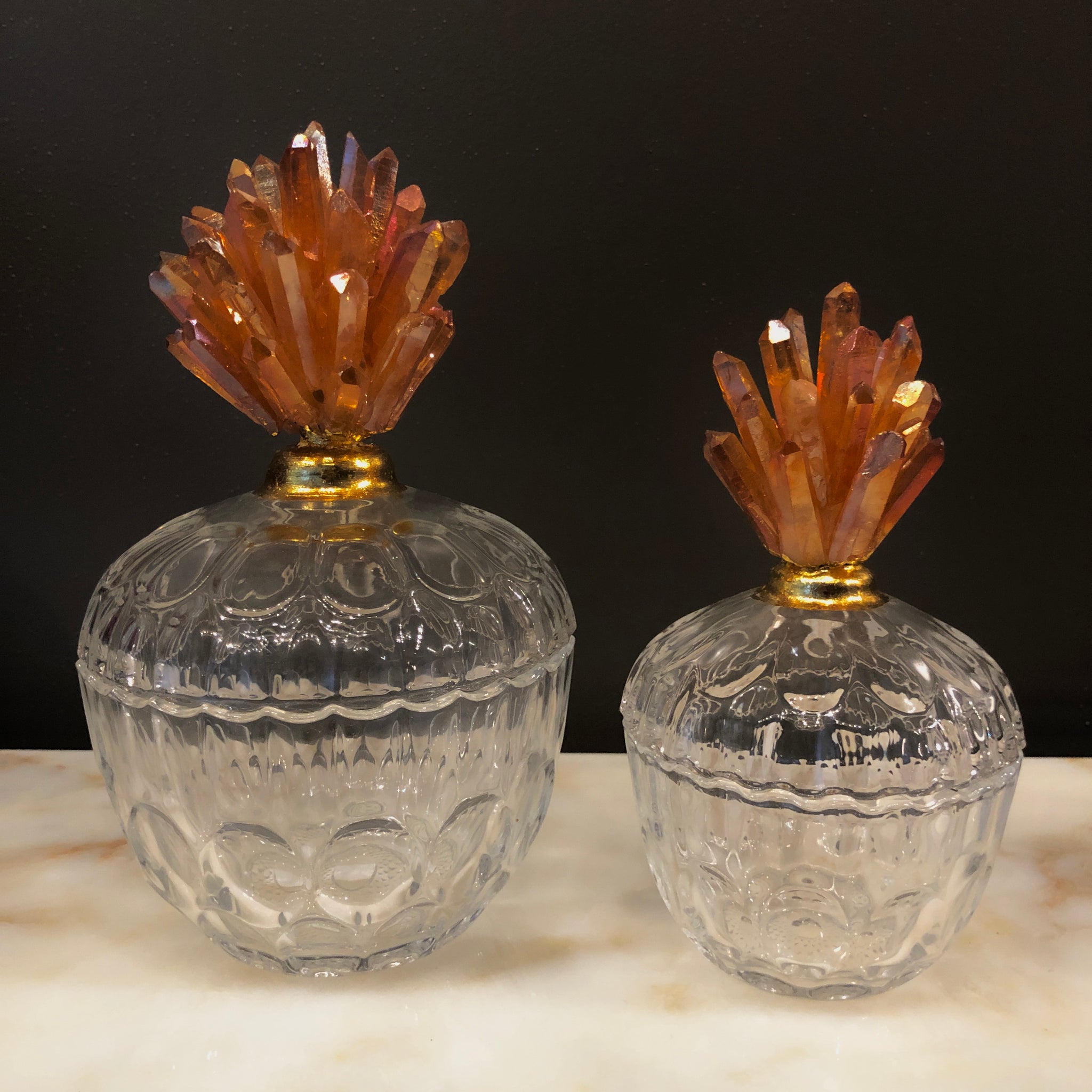 Jar with Orange Rock Crystal Handle