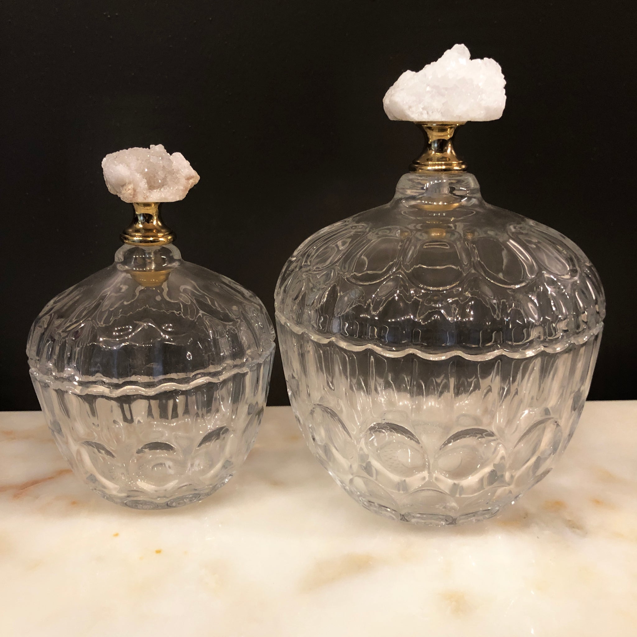 Jar with White Geode Crystal Handle