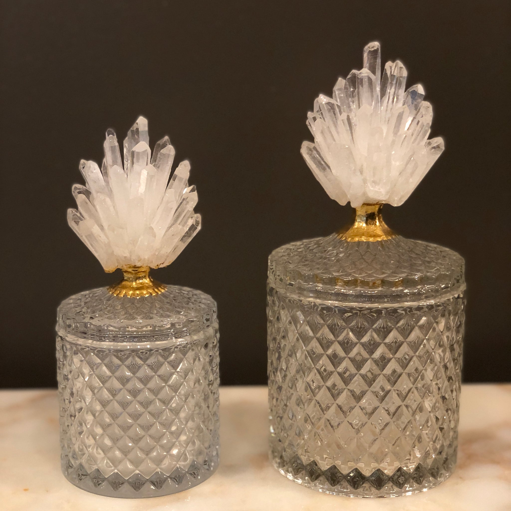 Jar with White Rock Crystal Handle