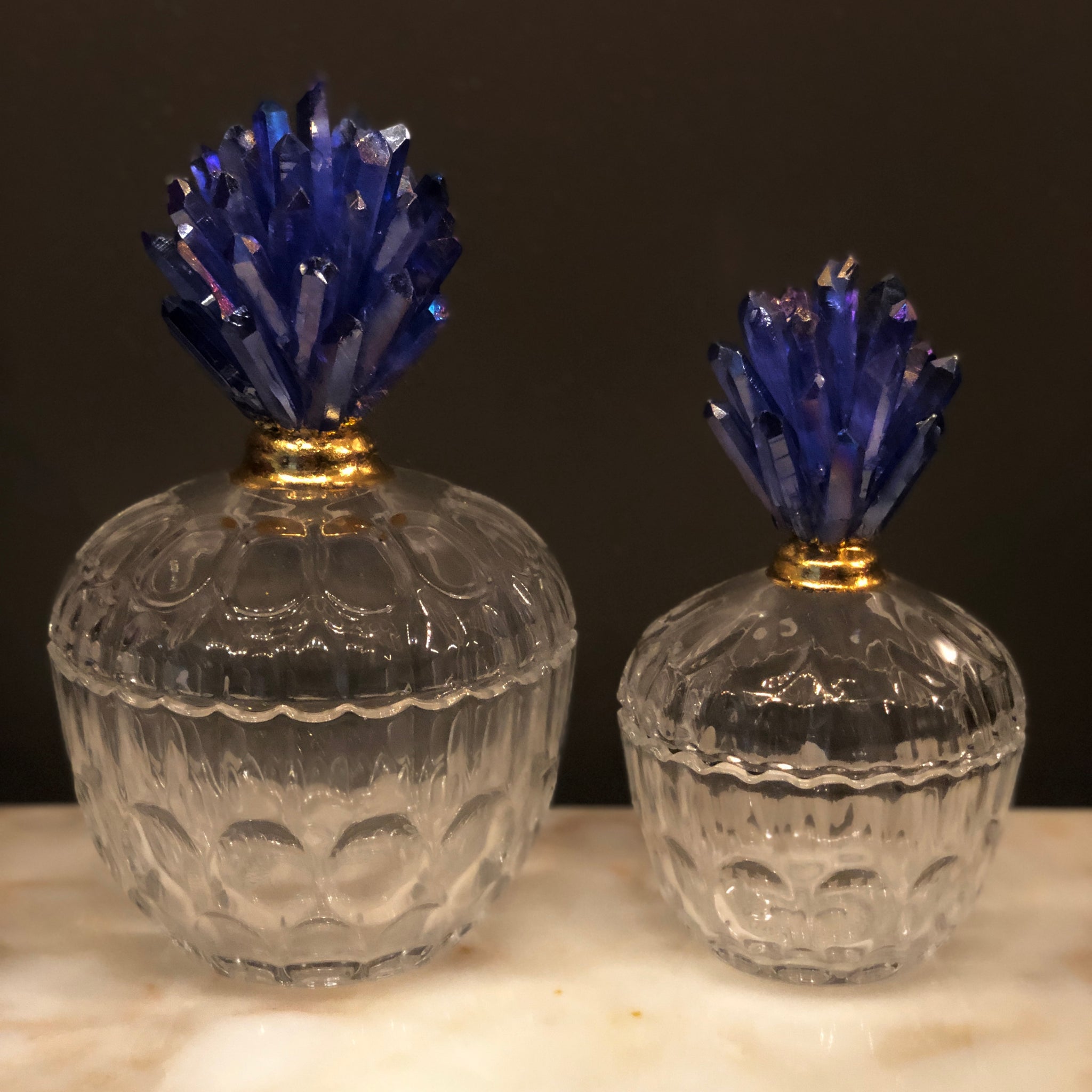 Jar with Blue Rock Crystal Handle