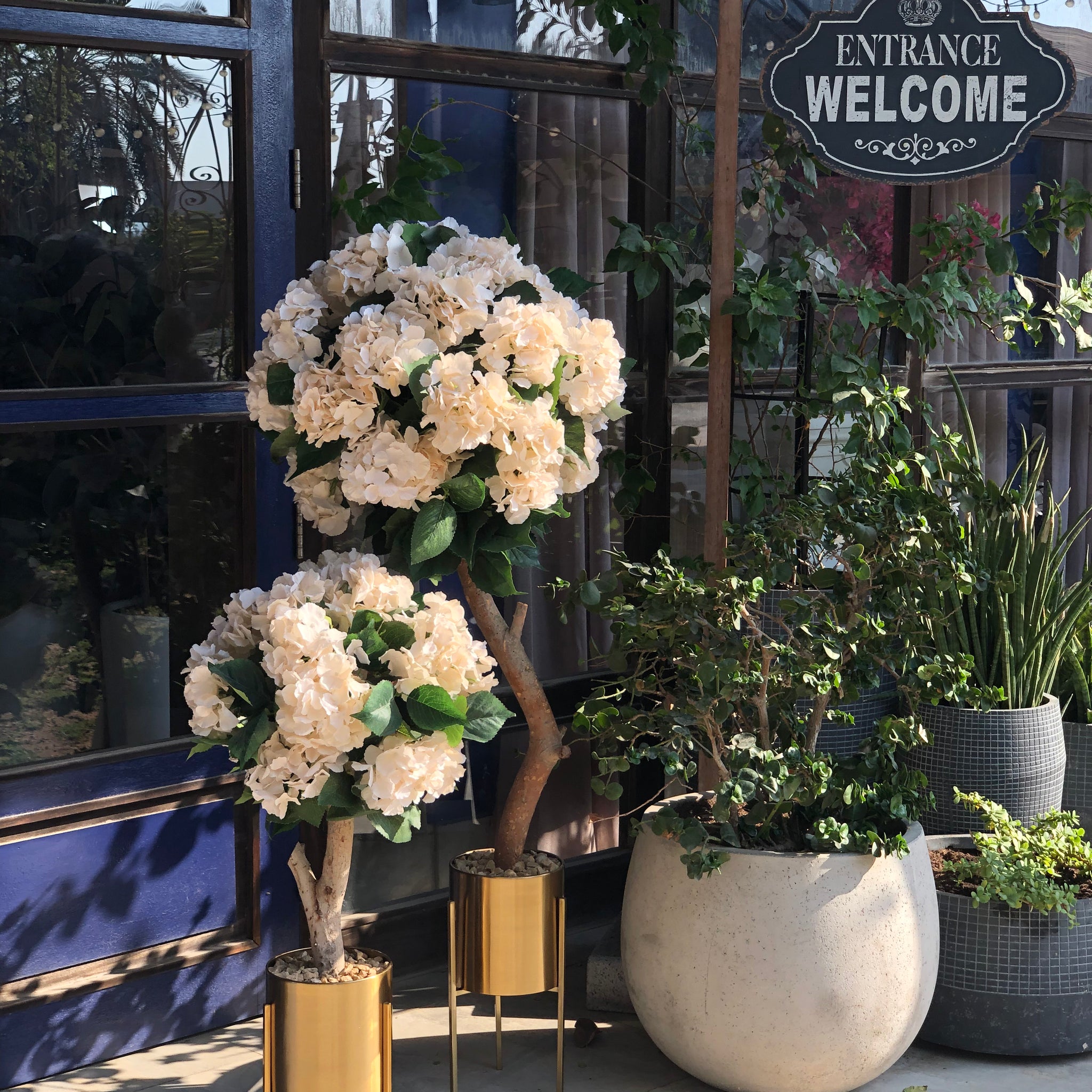 Faux Artificial Off White Hydrangea Tree