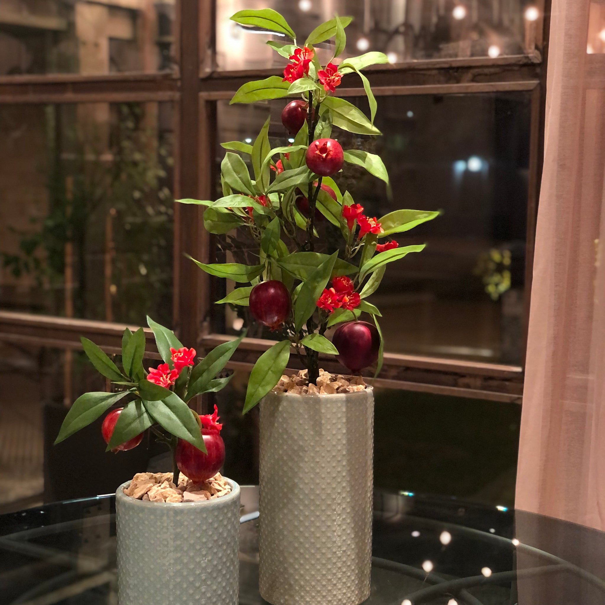 Faux Artificial Pomegranate Tree in Ceramic Vase