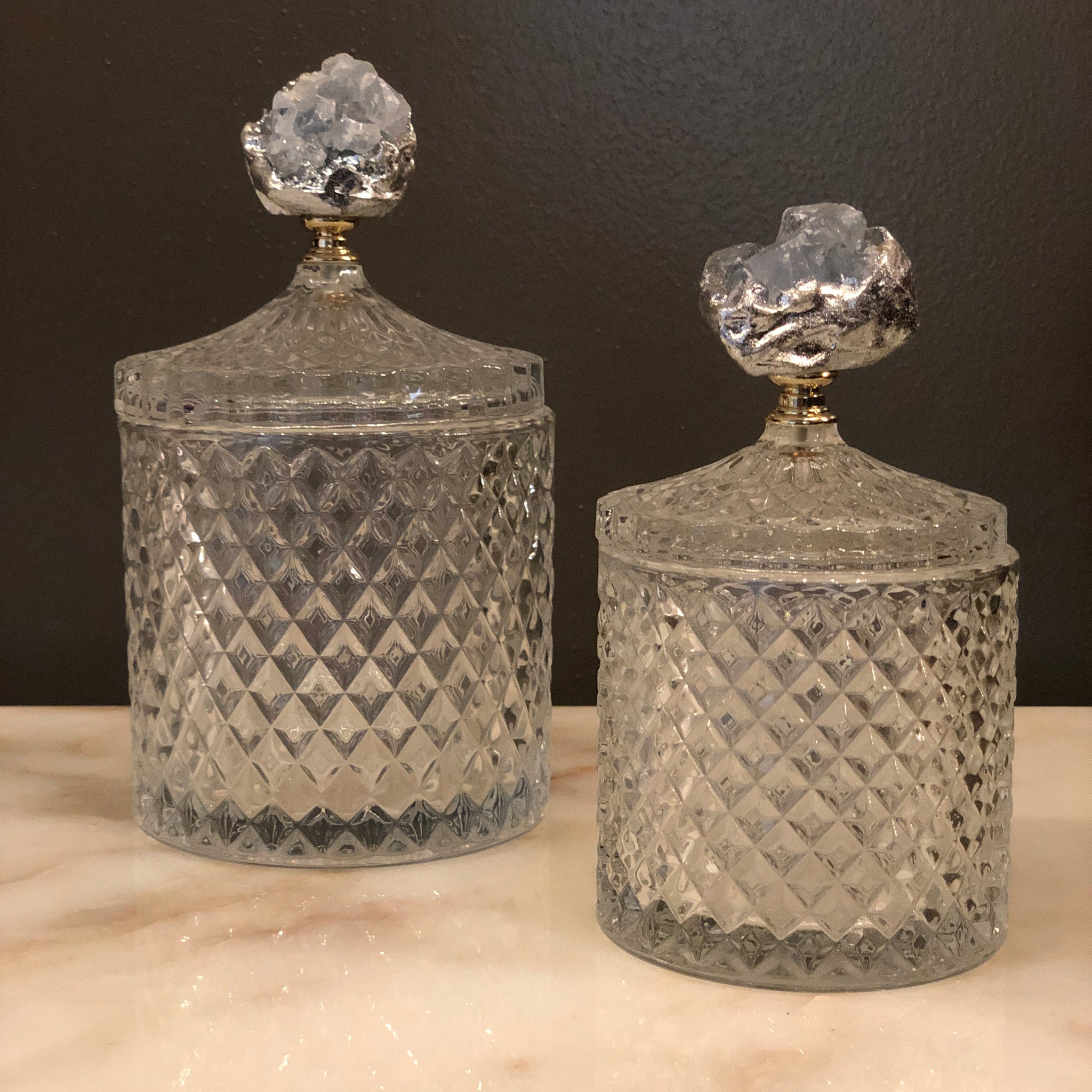 Jar with Light Blue Geode Crystal Handle