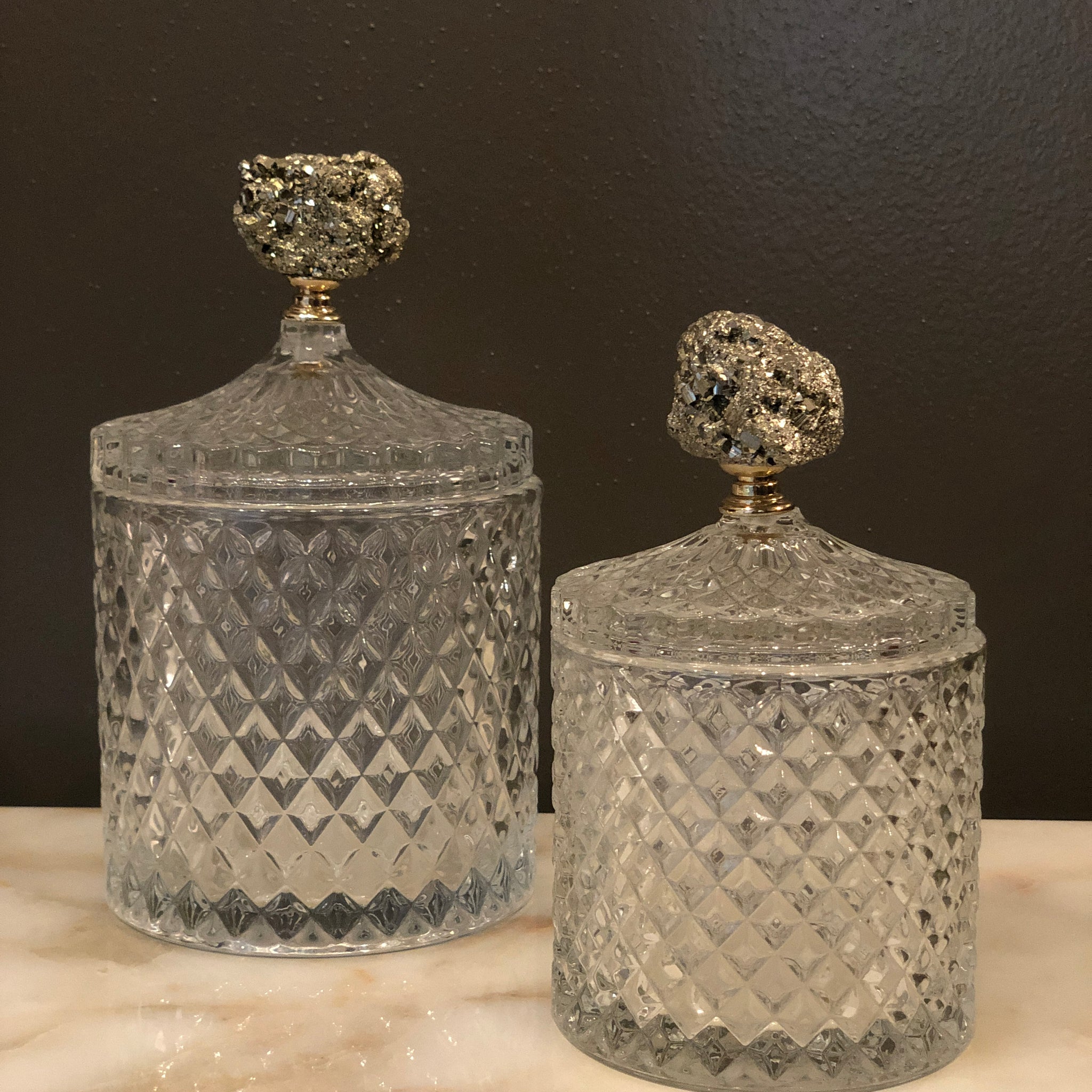 Jar with Gold Geode Crystal Handle