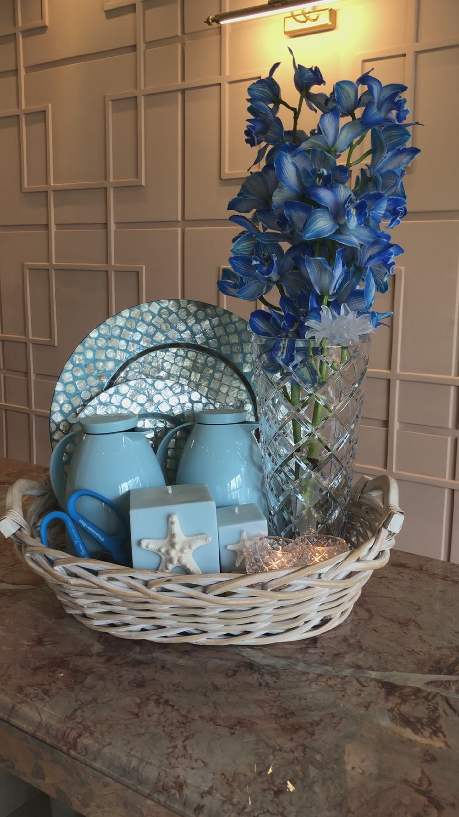 Crystal Vase & Mother of Pearl Gift Set